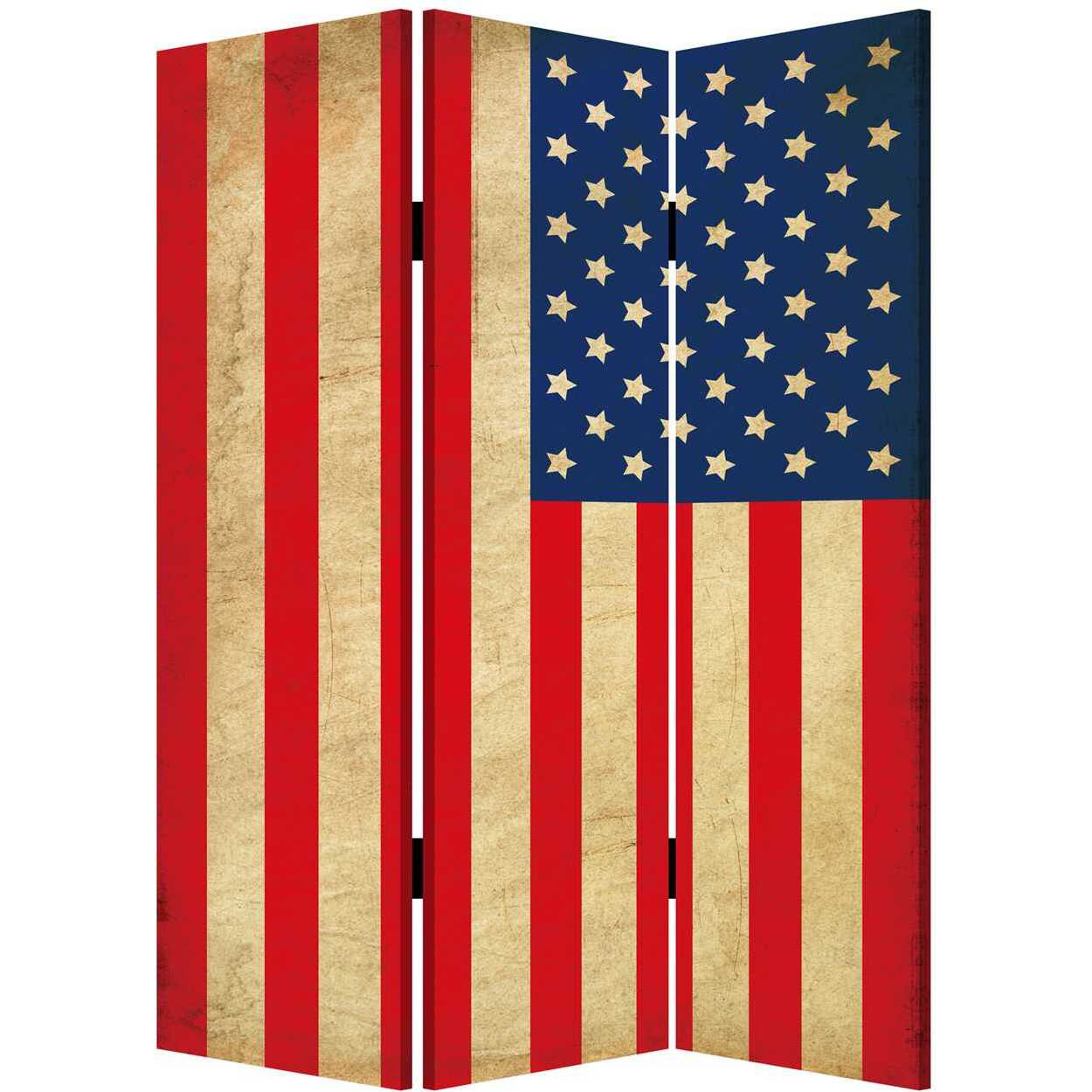 1 X 48 X 72 Multi Color Wood Canvas American Flag  Screen