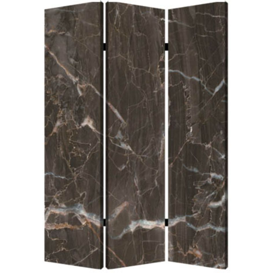 1"" X 48"" X 72"" Multi Color Wood Canvas Black Marble  Screen