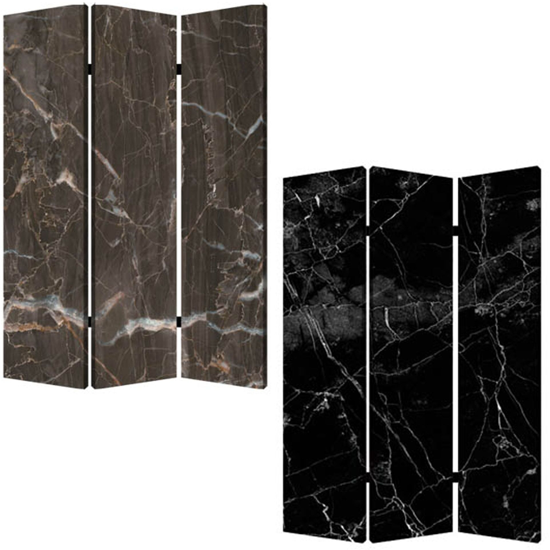 1"" X 48"" X 72"" Multi Color Wood Canvas Black Marble  Screen
