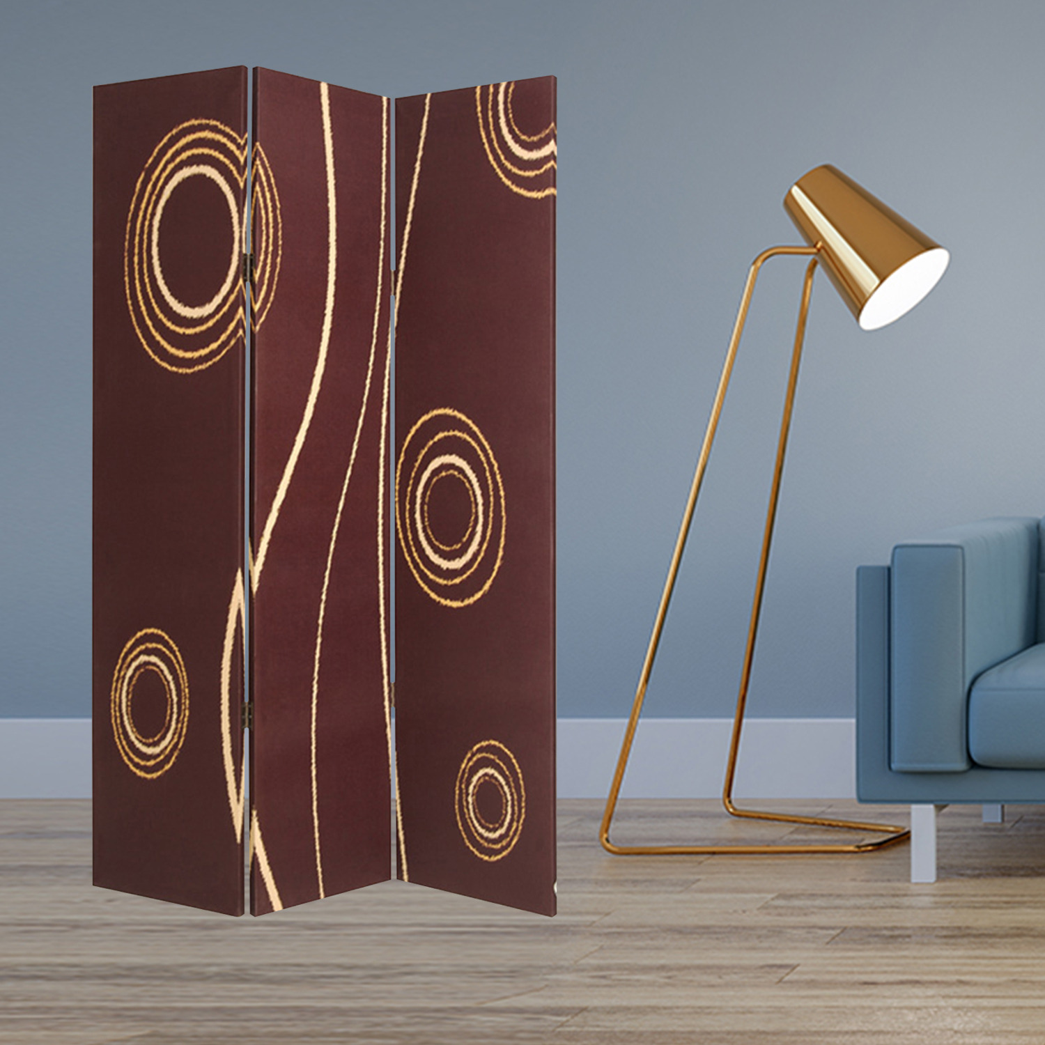 1"" X 48"" X 72"" Multi Color Wood Canvas 3 Panel Screen