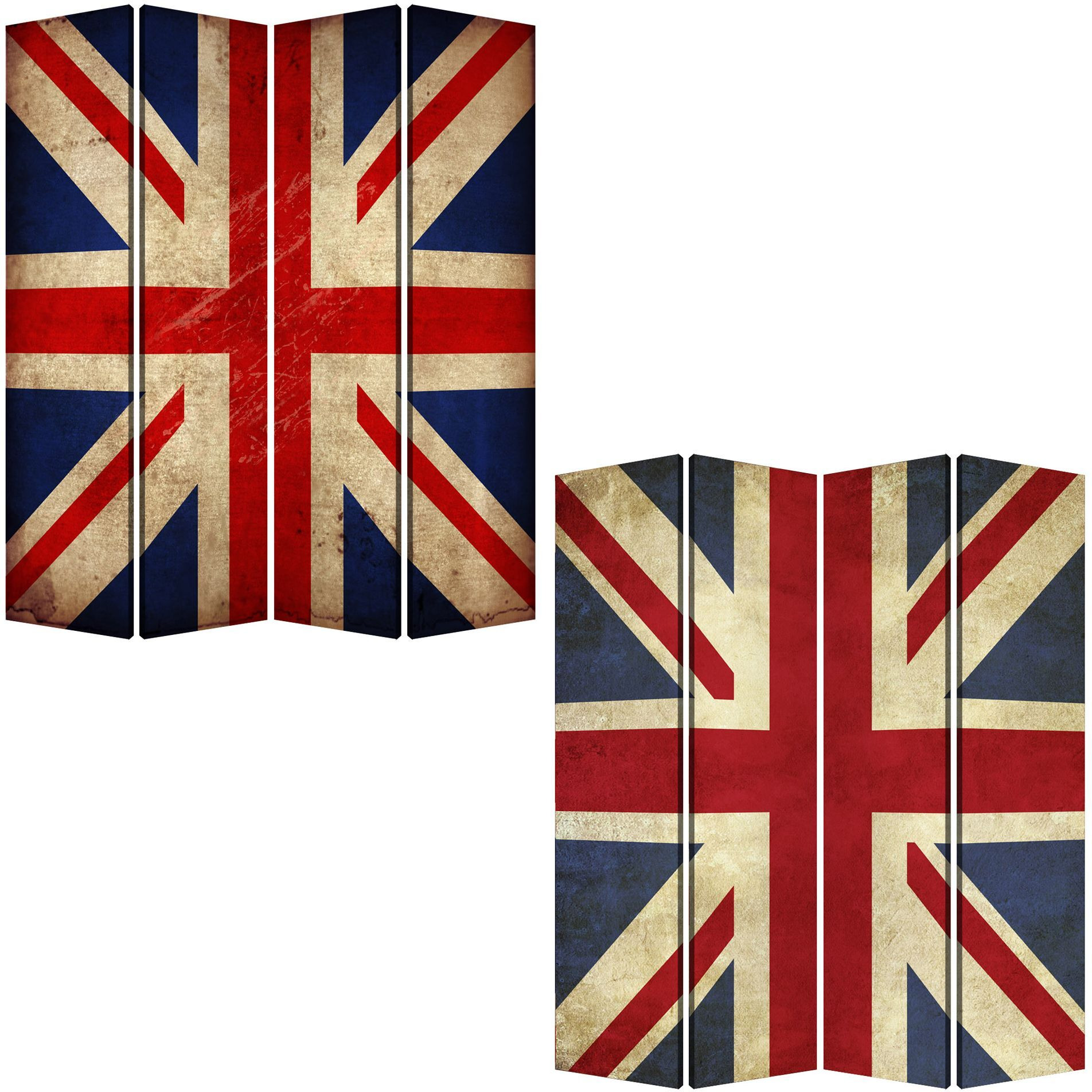 1 X 84 X 84 Multi Color Wood Canvas Union Jack  Screen