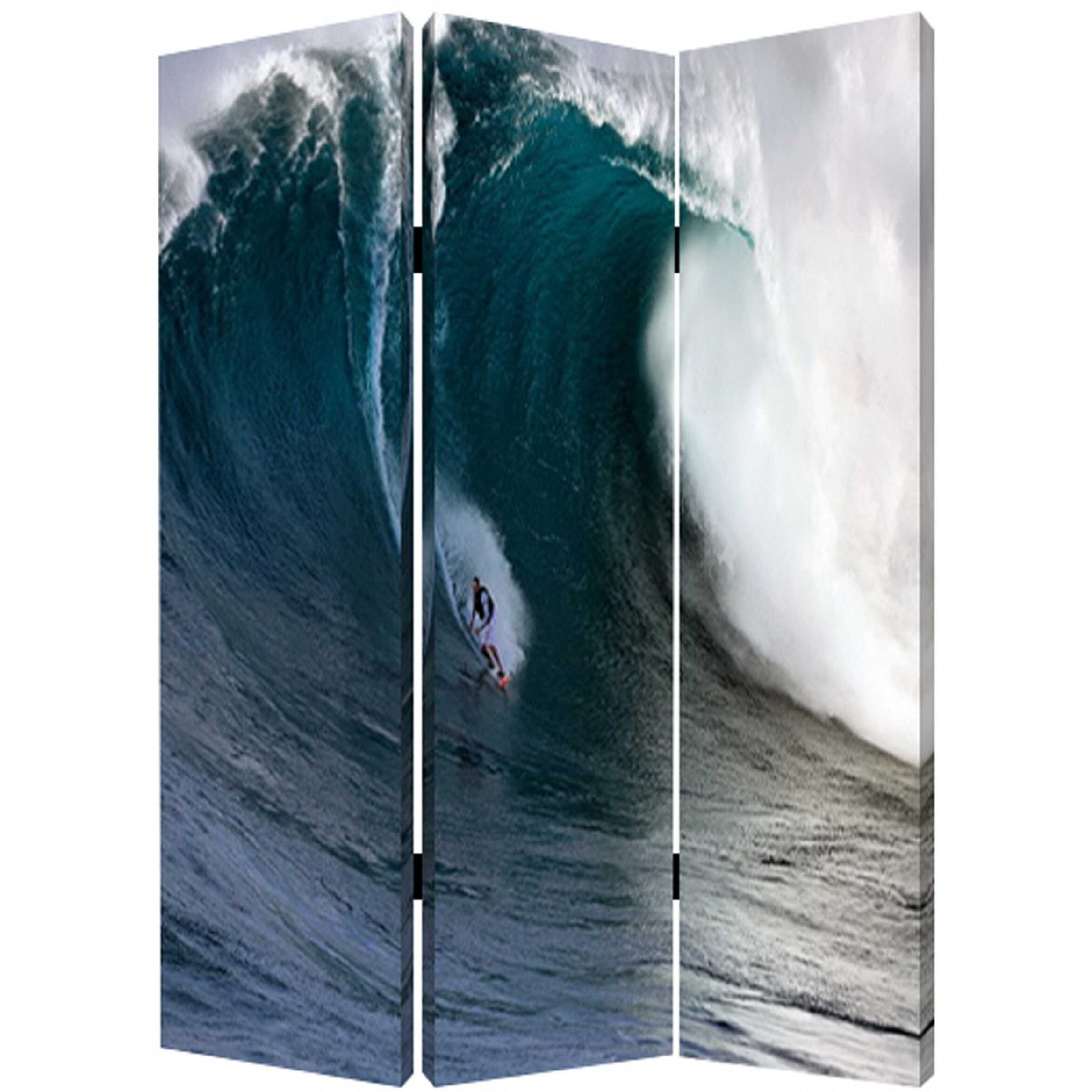 1 X 48 X 72 Multi Color Wood Canvas Wave  Screen