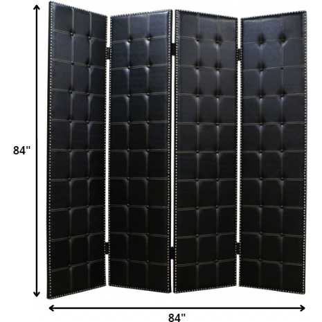 1 X 84 X 84 Black Faux Leather  Screen