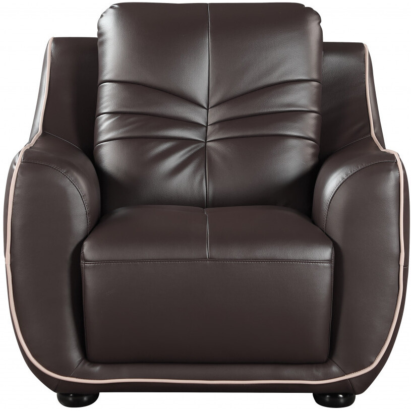 Leather Match Solid Color Flared Arms Club Chair Brown Legs
