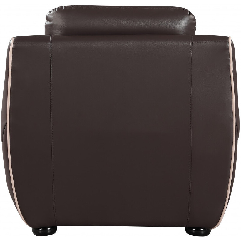 Leather Match Solid Color Flared Arms Club Chair Brown Legs