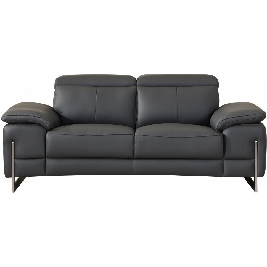 31"" Tasteful Dark Grey Leather Loveseat