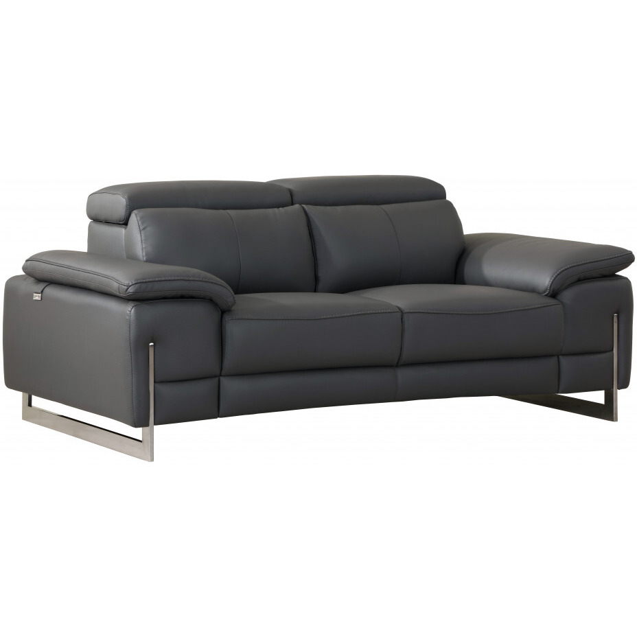31"" Tasteful Dark Grey Leather Loveseat