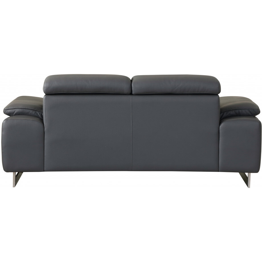 31"" Tasteful Dark Grey Leather Loveseat