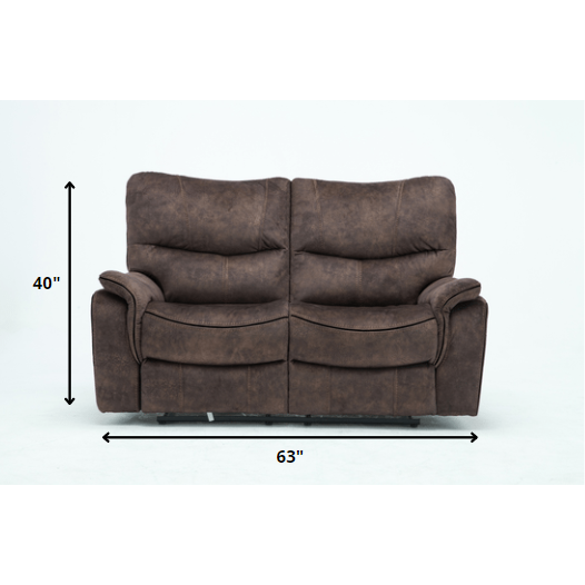 40"" Elegant Dark Brown Fabric Loveseat