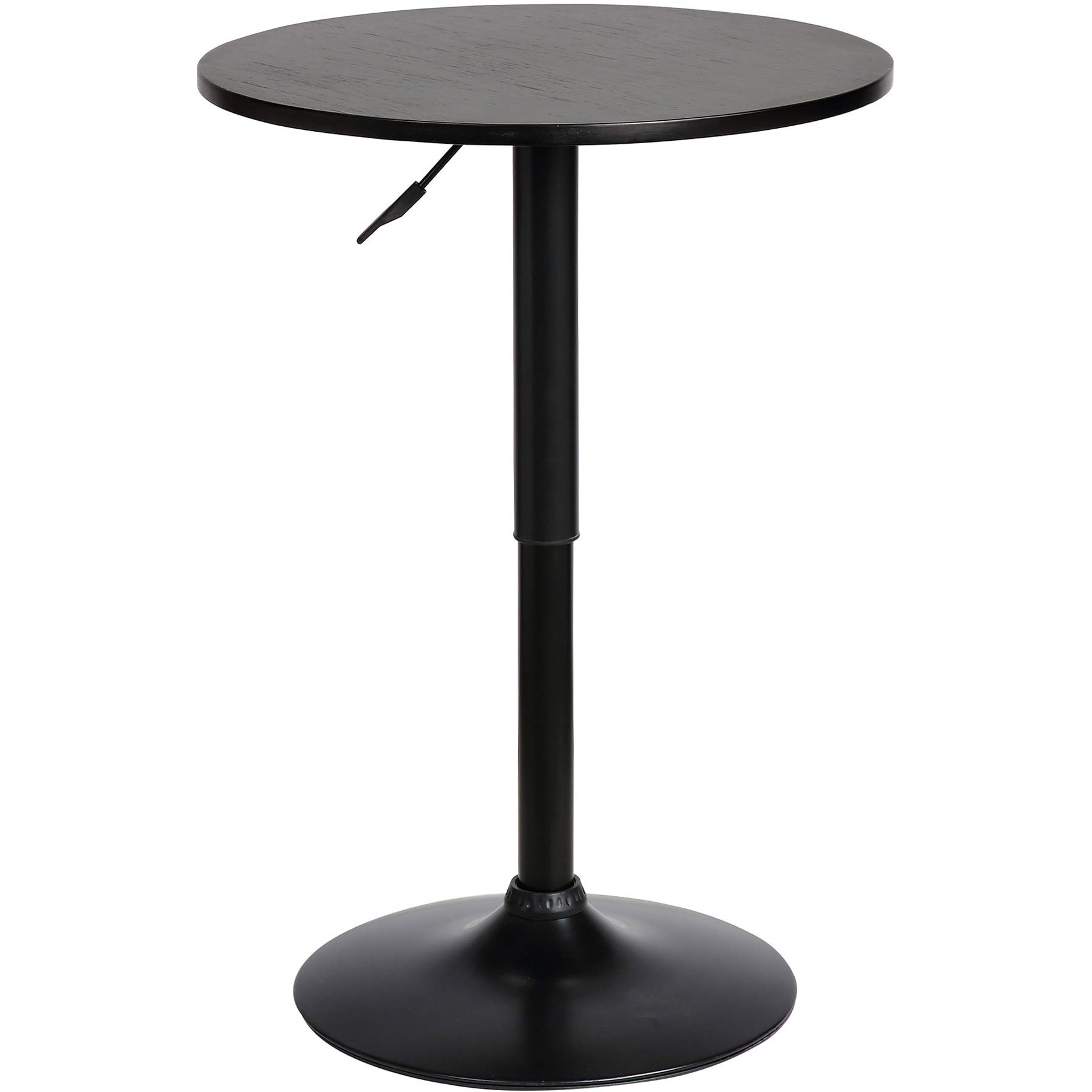 Bentley Adjustable Pub Table In Black Brushed Wood And Black Metal Finish