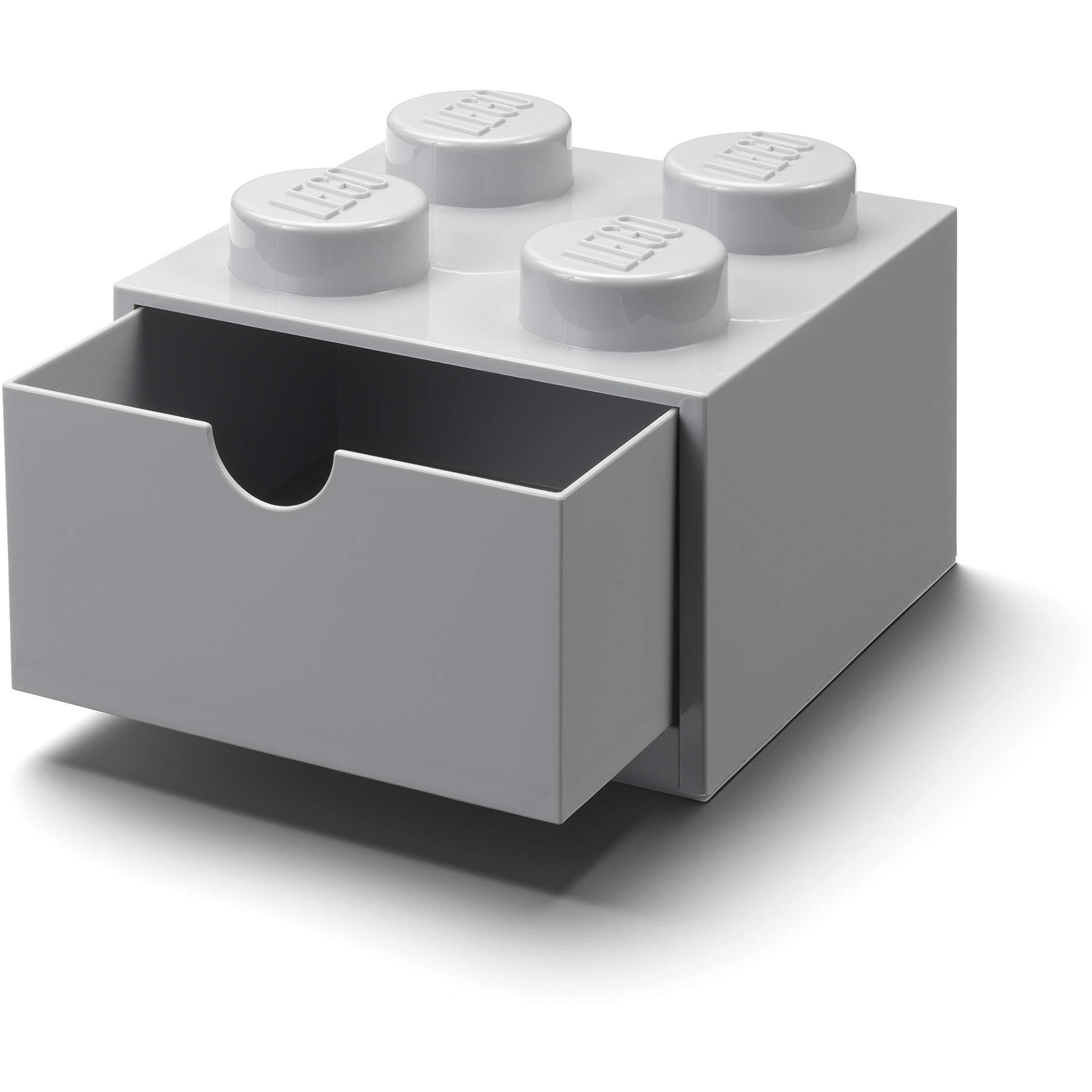 Lego Desk Drawer 4 Knobs Stackable Storage Box  Grey