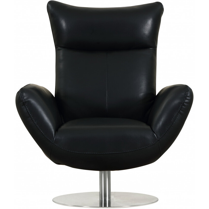 43"" Black Contemporary Leather Lounge Chair