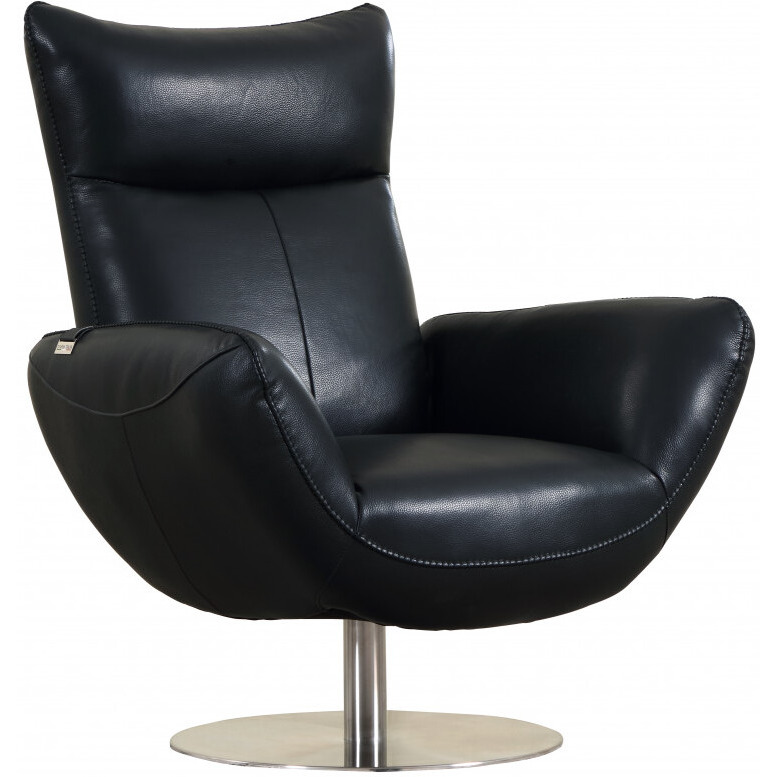43"" Black Contemporary Leather Lounge Chair