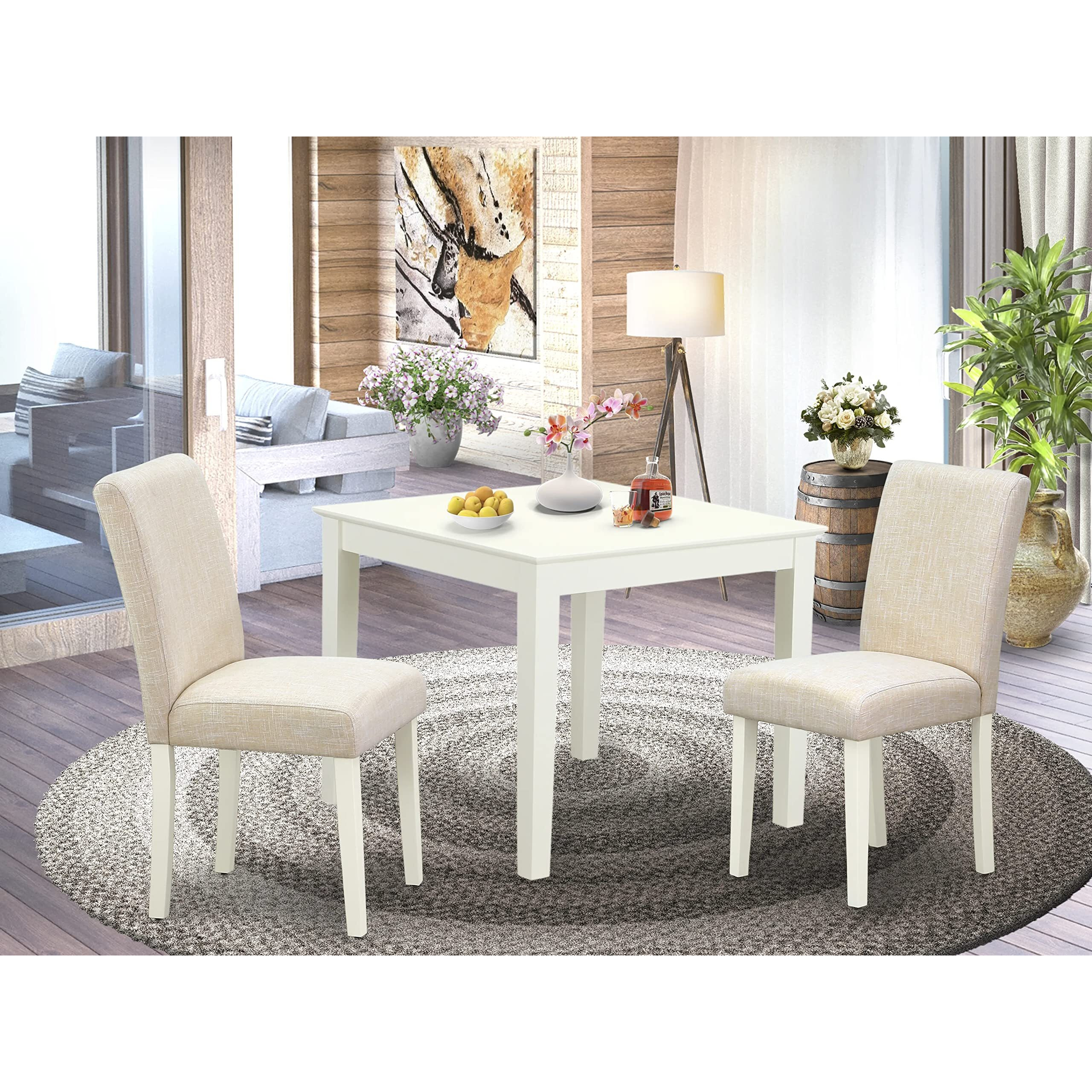 Dining Room Set Linen White  Oxab3-Lwh-02