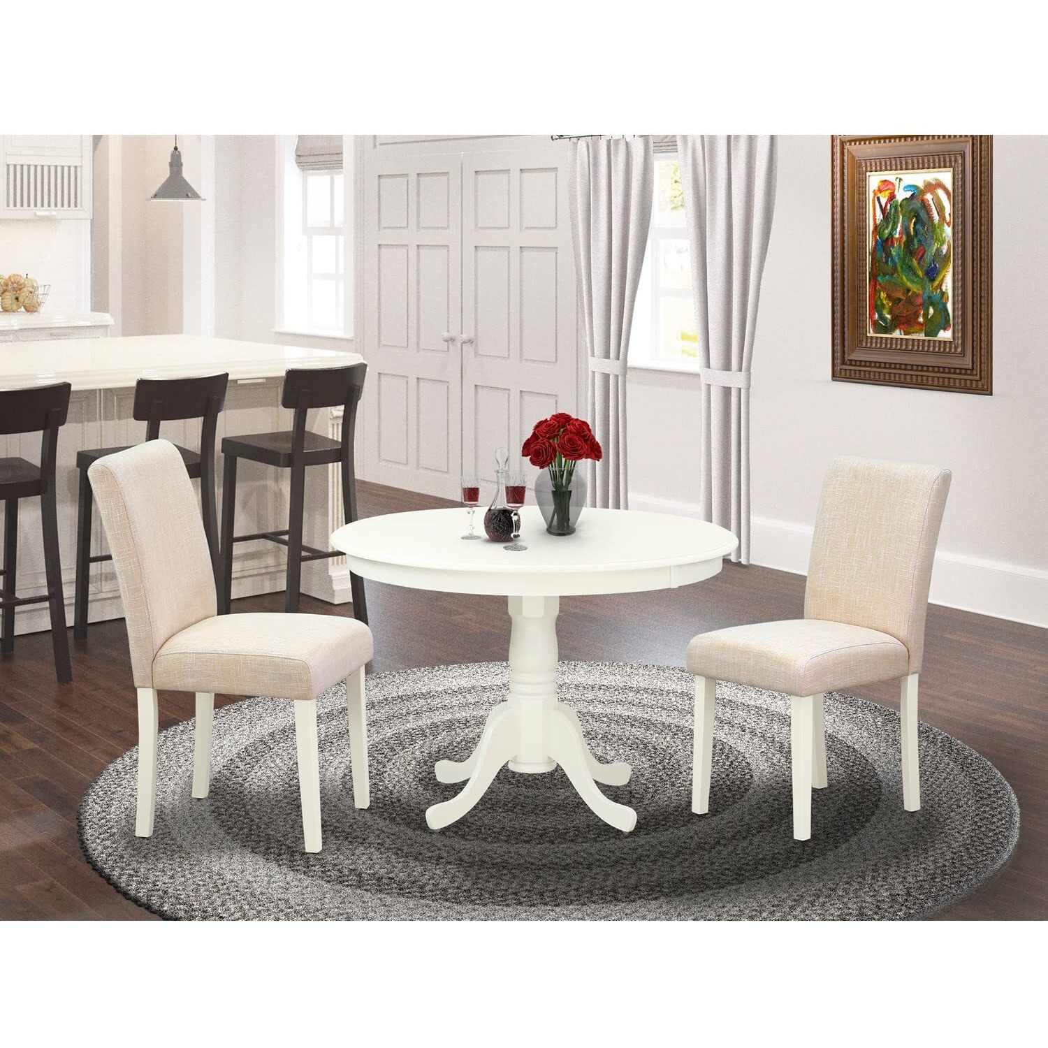 Dining Room Set Linen White  Hlab3-Lwh-02