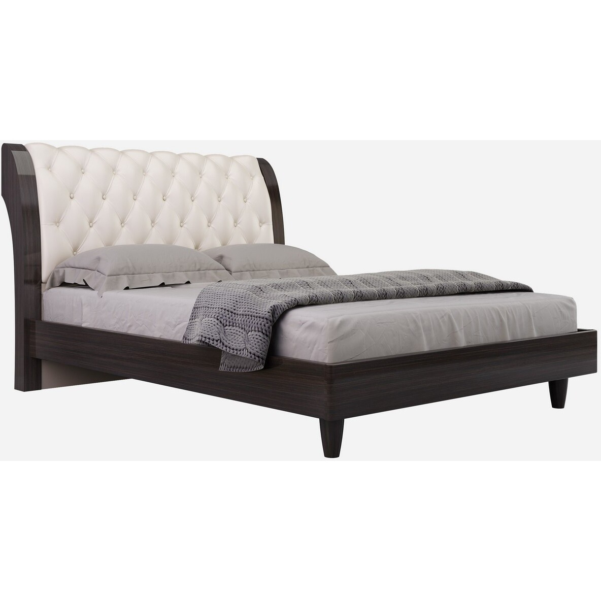 60'"" X 80'""  X 47'"" Modern Queen Beige High Gloss Bed