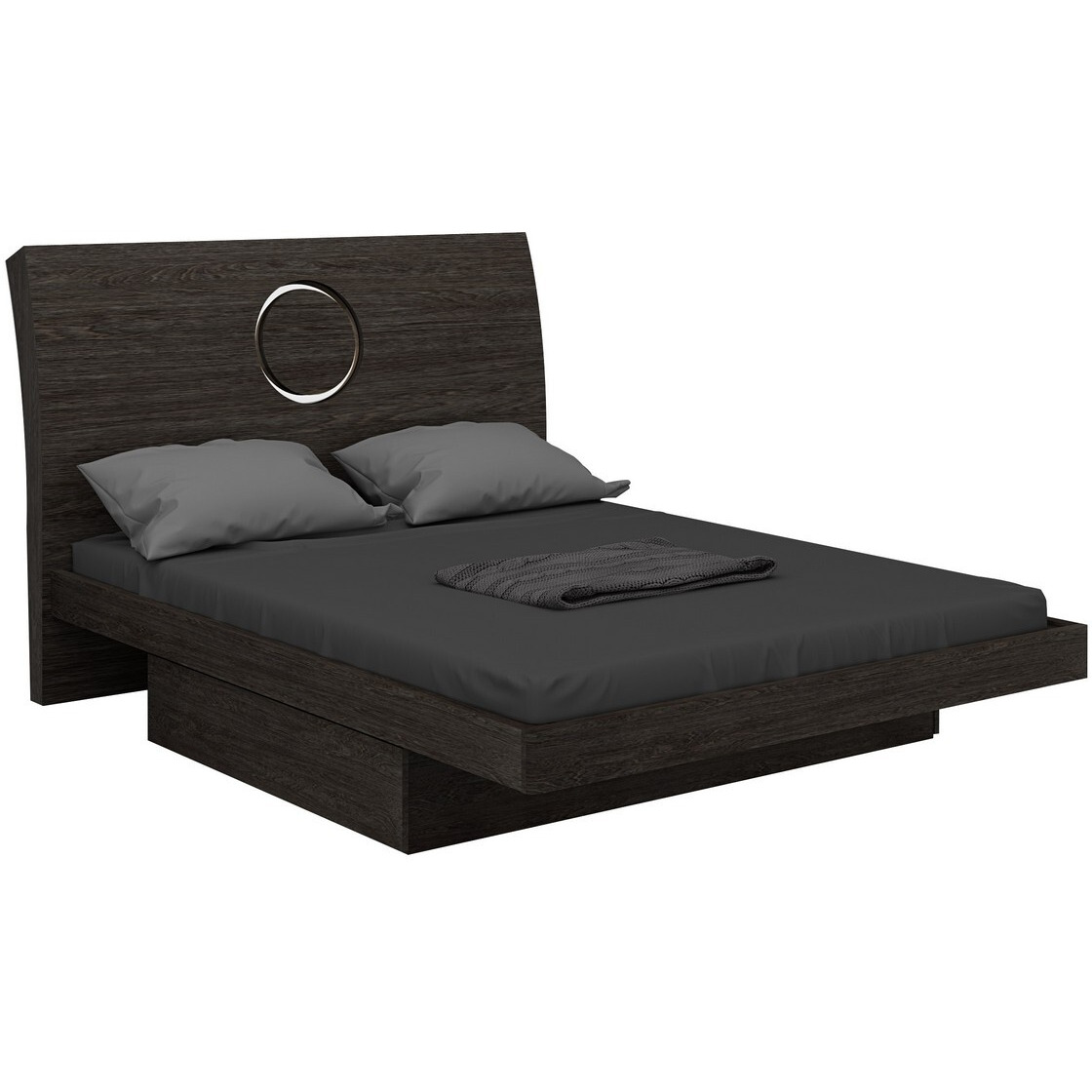 77'"" X 90'""  X 40'"" Modern Eastern King Gray High Gloss Bed
