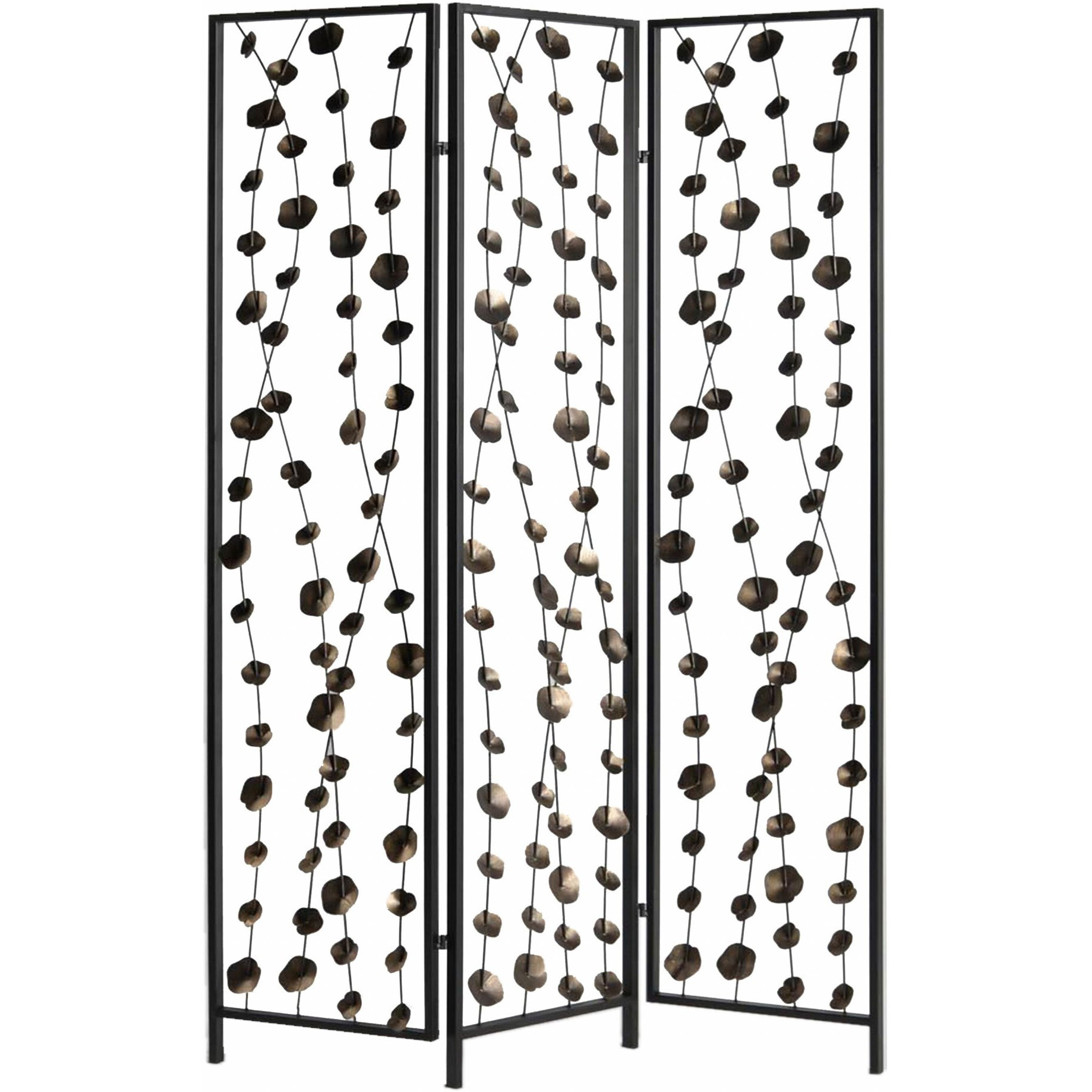 48 X 1 X 71 Gray And Bronze Metal Falling Blooms  Screen