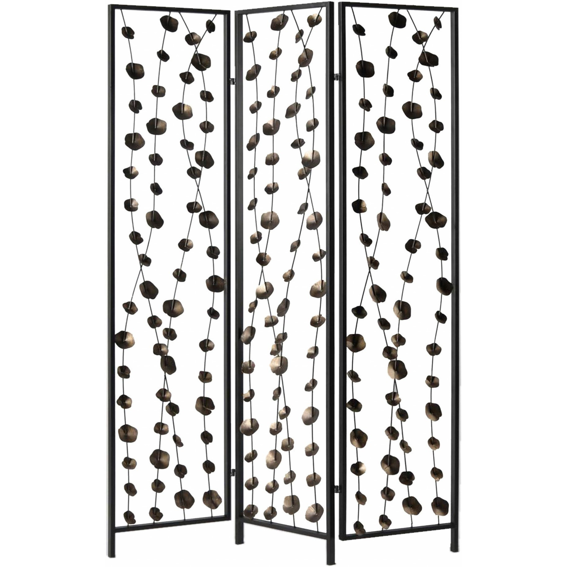 48 X 1 X 71 Gray And Bronze Metal Falling Blooms  Screen