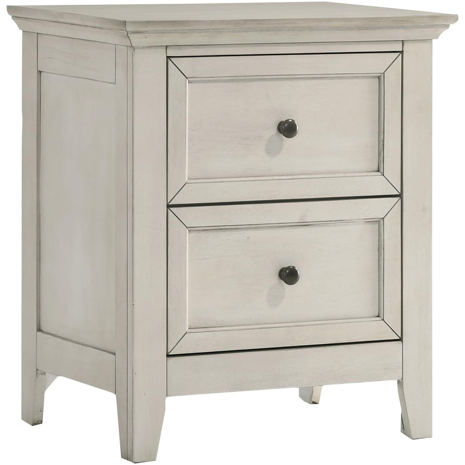 Nightstand  2 Drawer In Rustic White