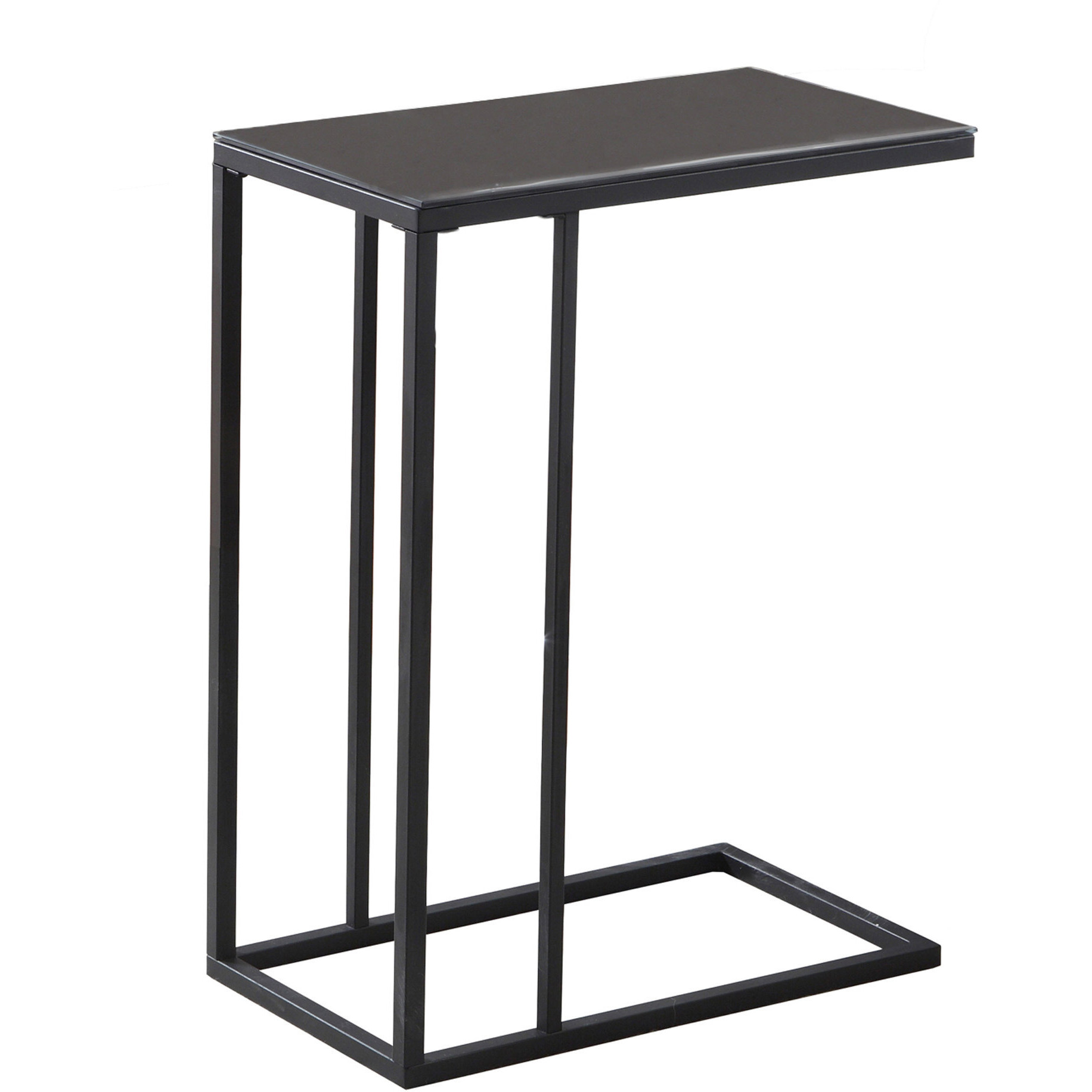 18.25"" X 10.25"" X 24"" Black Metal Tempered Glass Accent Table