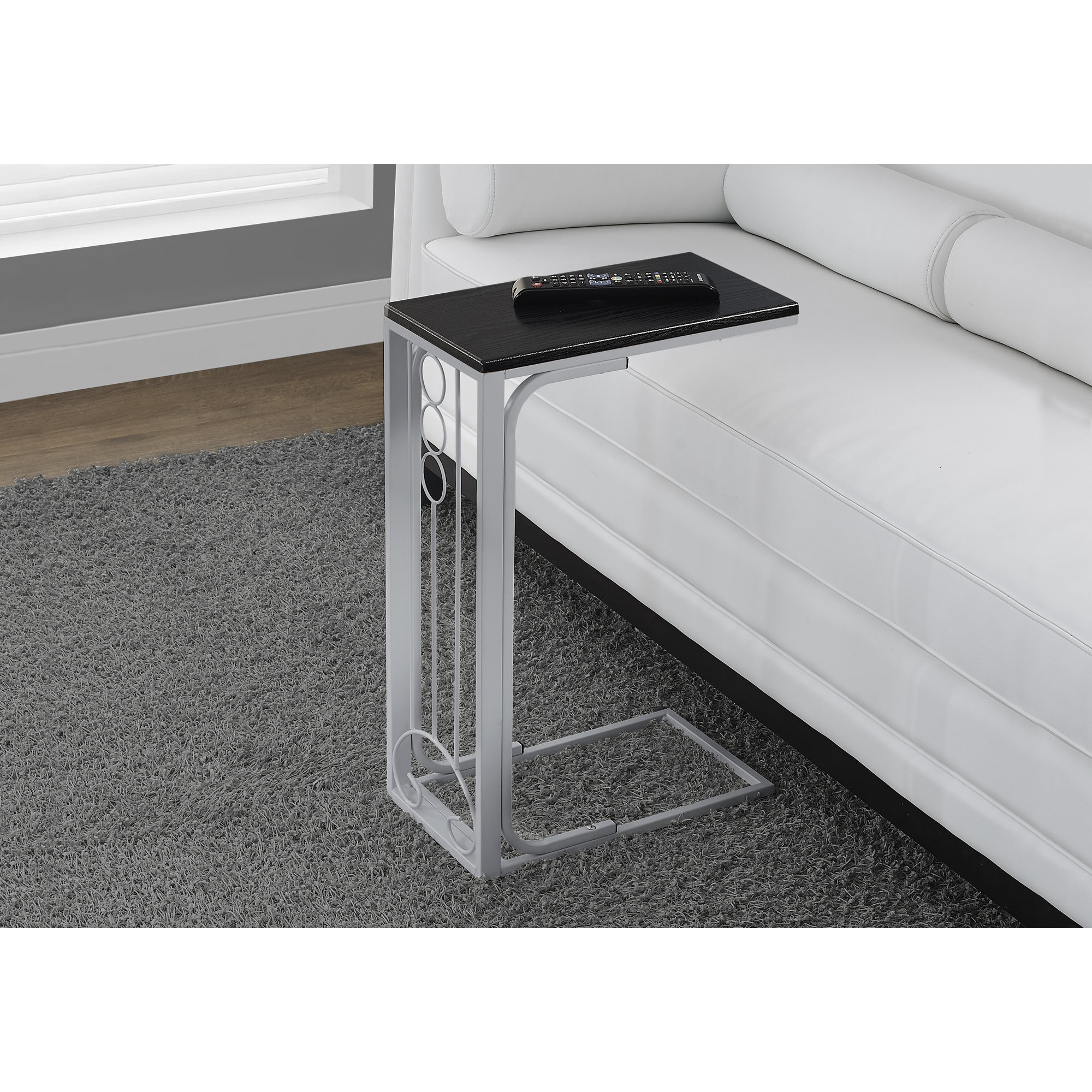 16"" X 9"" X 24.5"" Blacksilver Mdf And Metal Accent Table