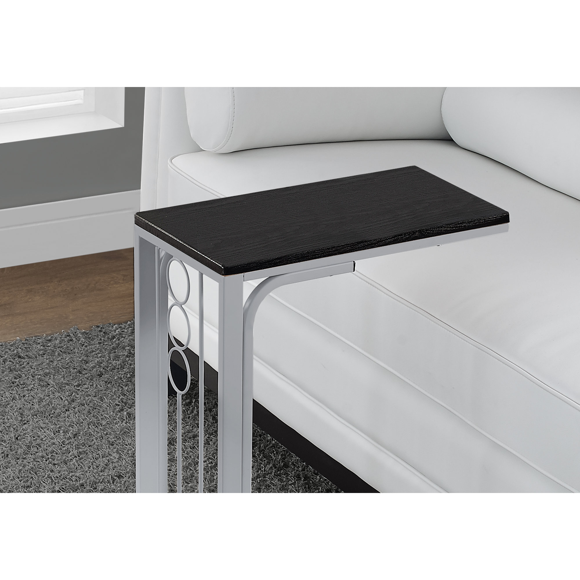 16"" X 9"" X 24.5"" Blacksilver Mdf And Metal Accent Table