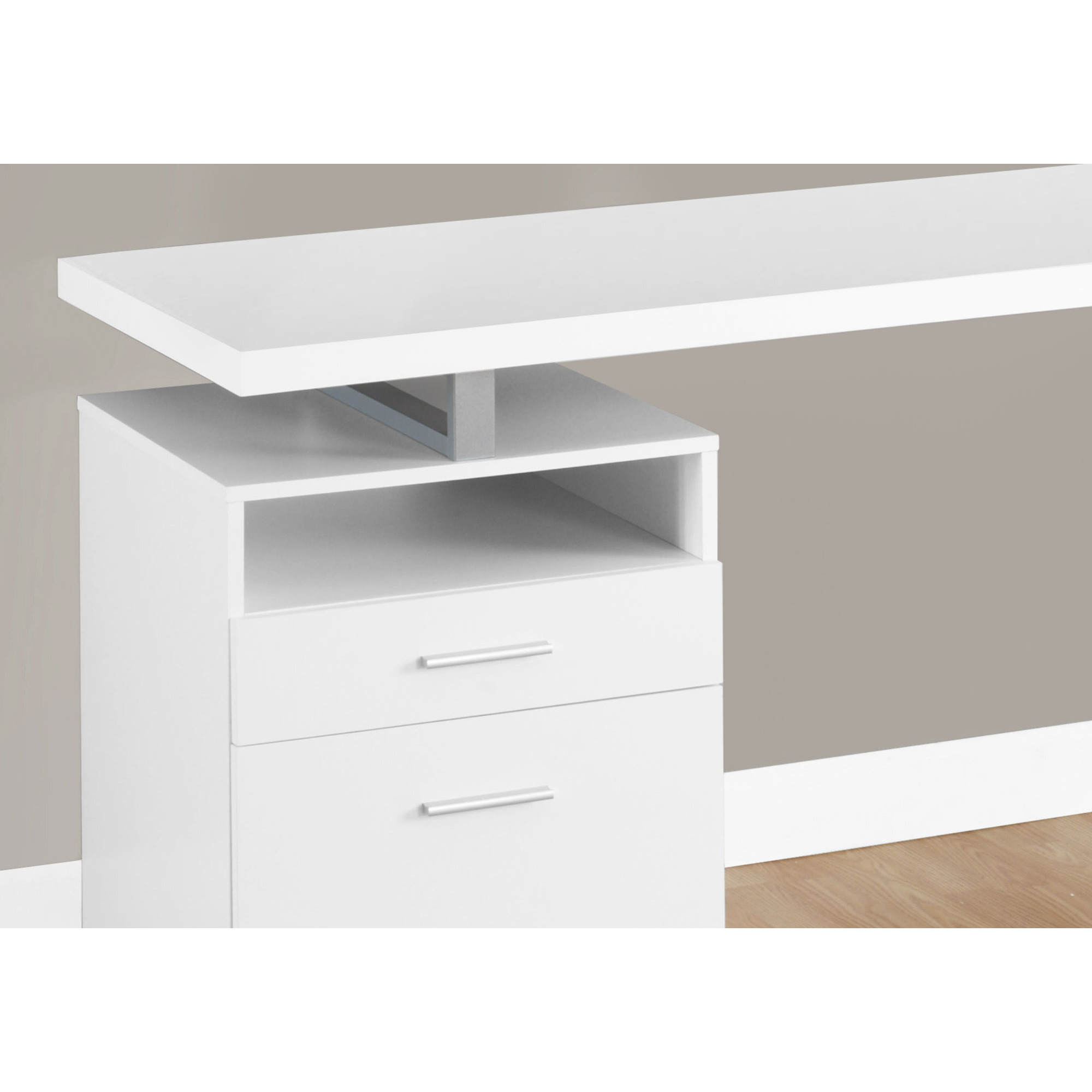 30"" White Particle Board And Silver Metal Computer Desk