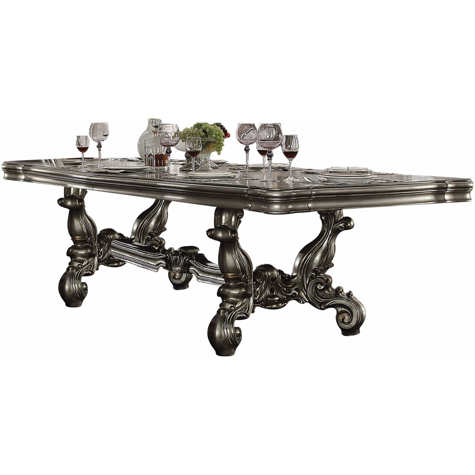 46"" X 120"" X 32"" Antique Platinum Wood Poly Resin Dining Table (120'L)