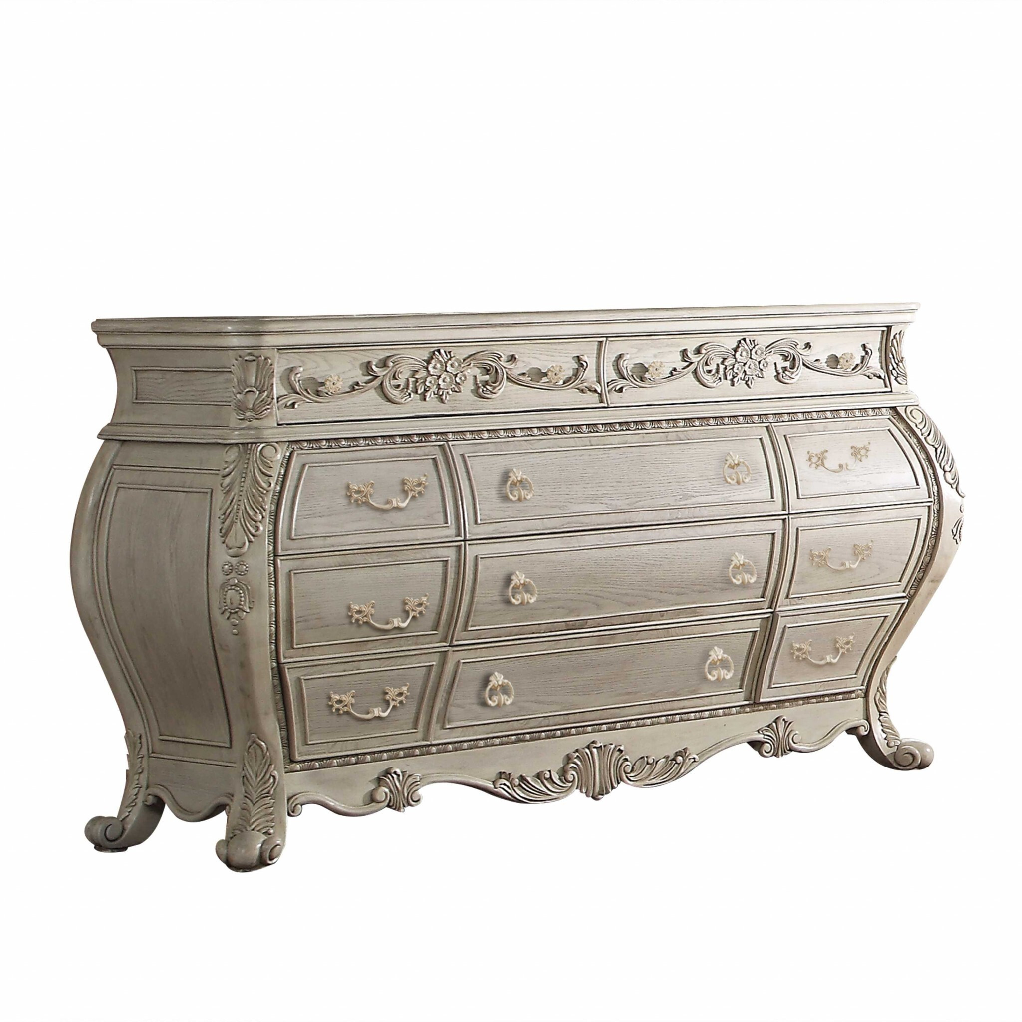 23"" X 73"" X 41"" Antique White Wood Dresser
