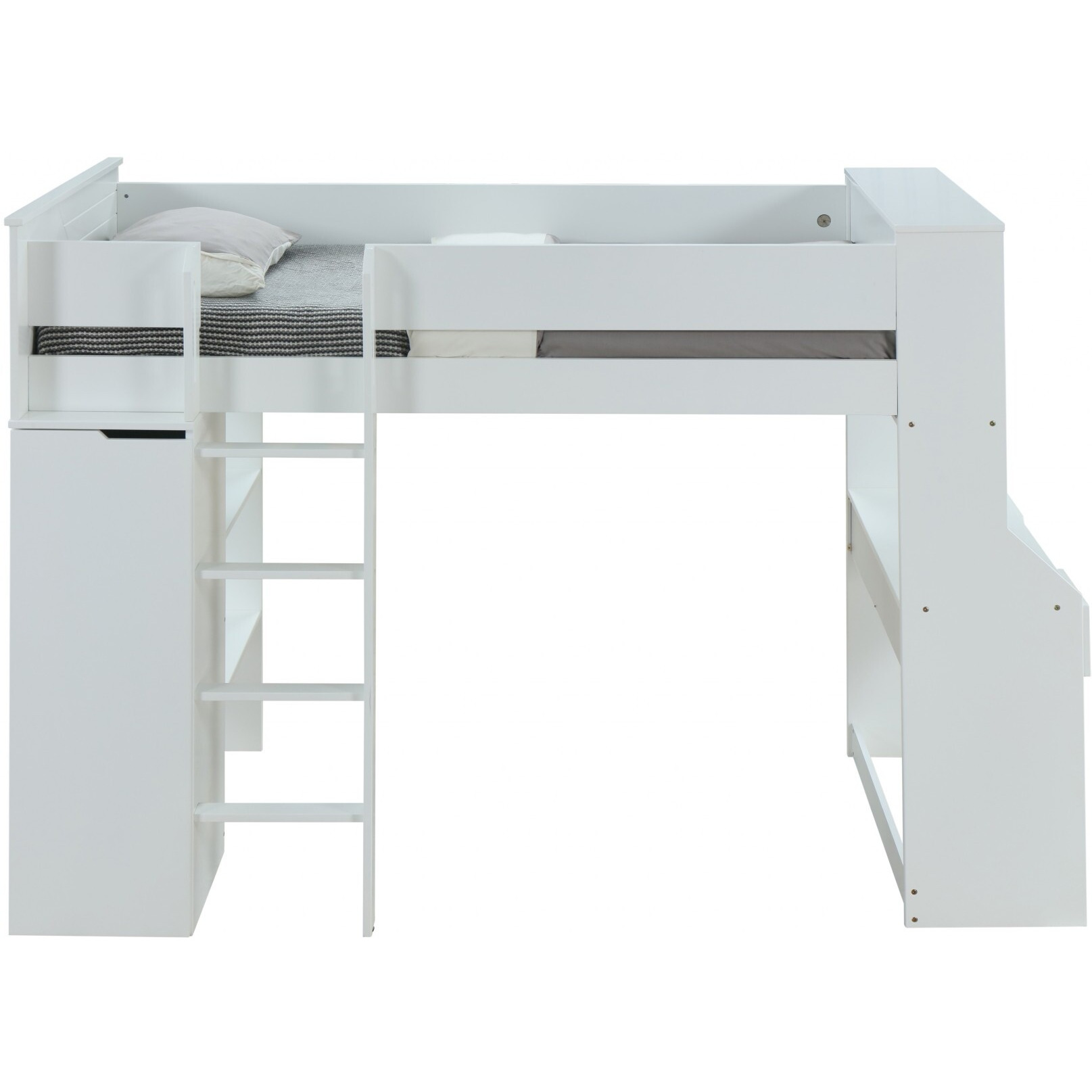 45"" X 92"" X 66"" White Wood Veneer (Laminated) Loft Bed