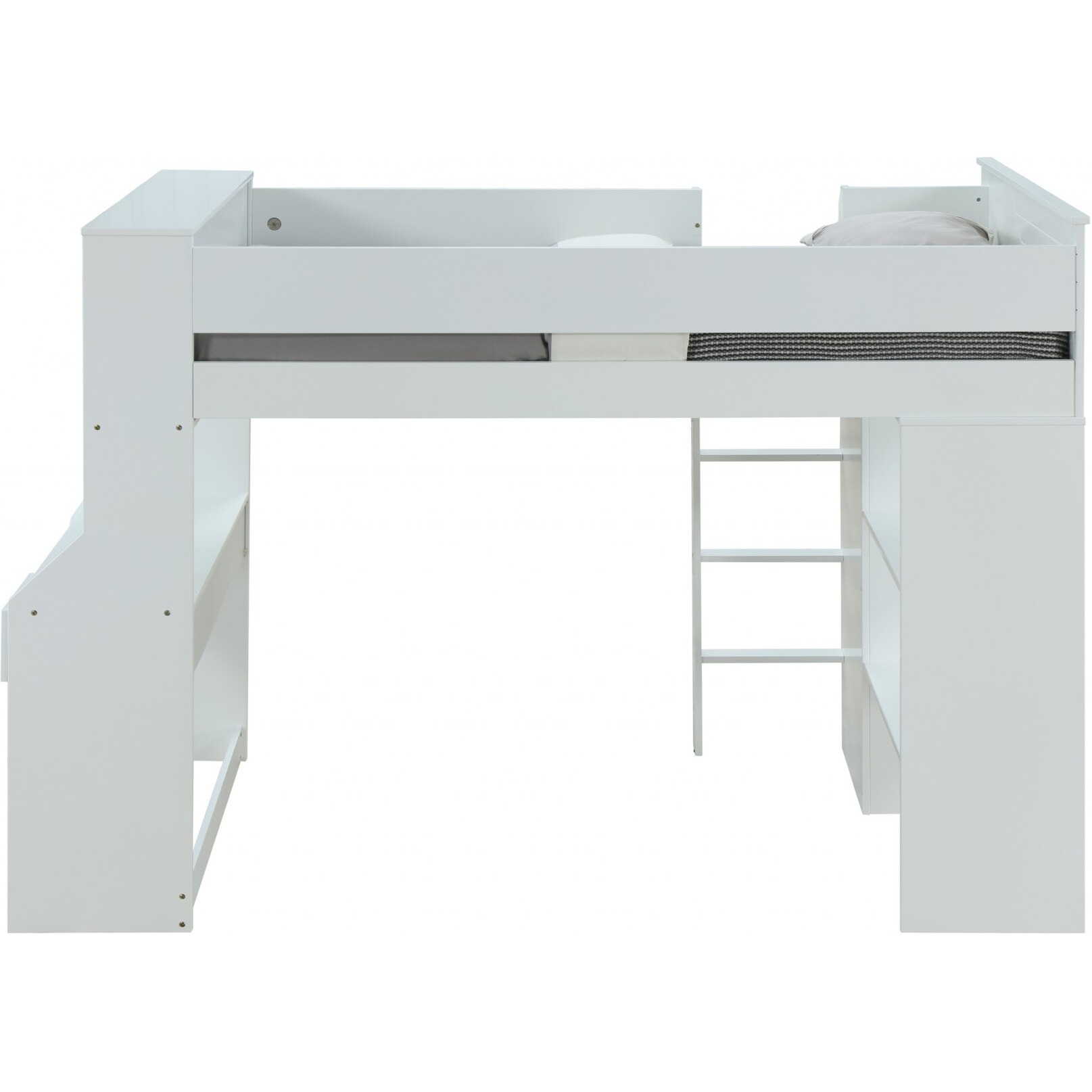 45"" X 92"" X 66"" White Wood Veneer (Laminated) Loft Bed