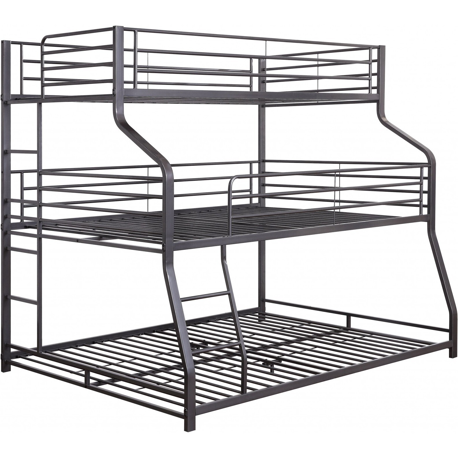 62"" X 83"" X 74"" Gunmetal Metal Triple Bunk Bed  Twinfullqueen