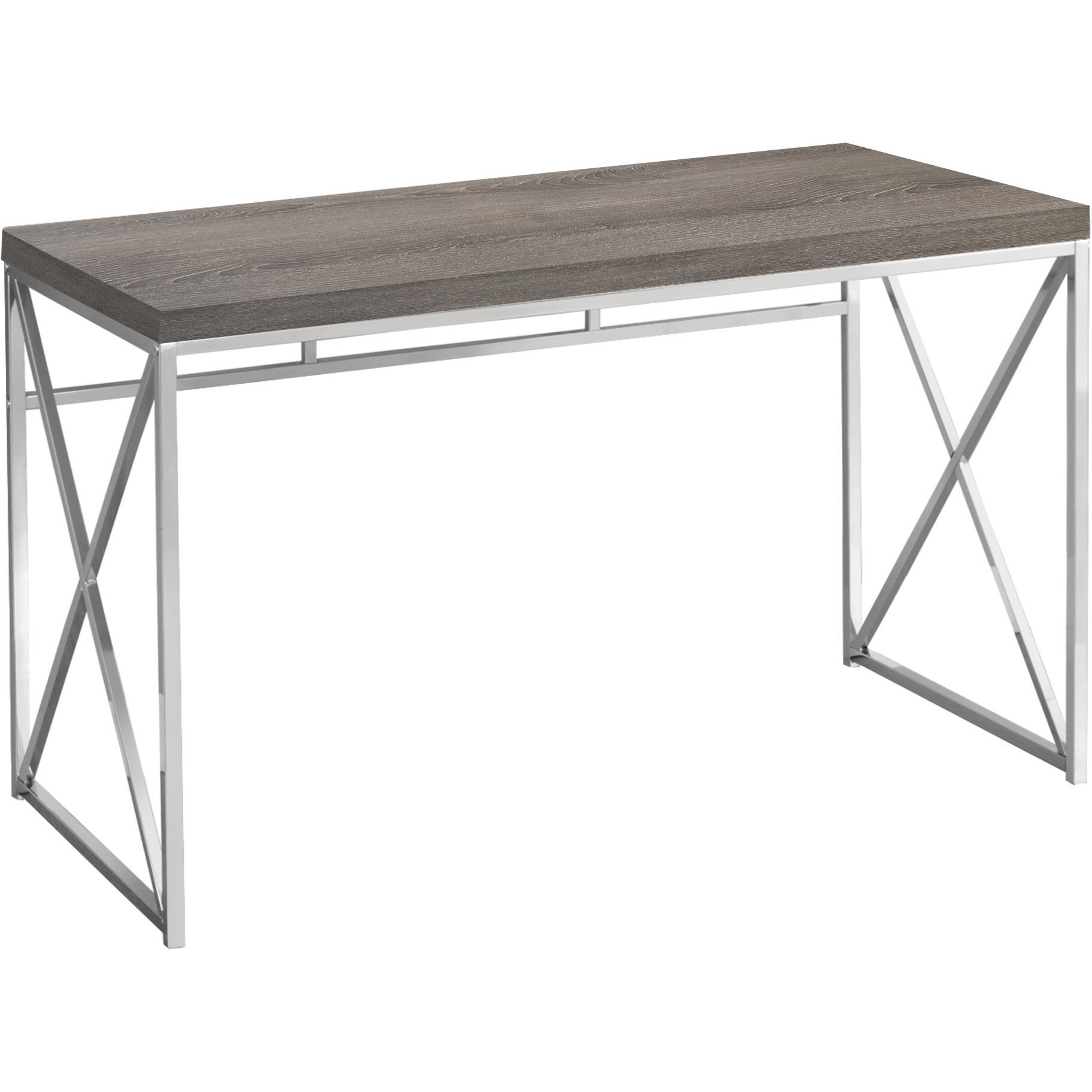 29.75"" Dark Taupe Particle Board And Chrome Metal Computer Desk