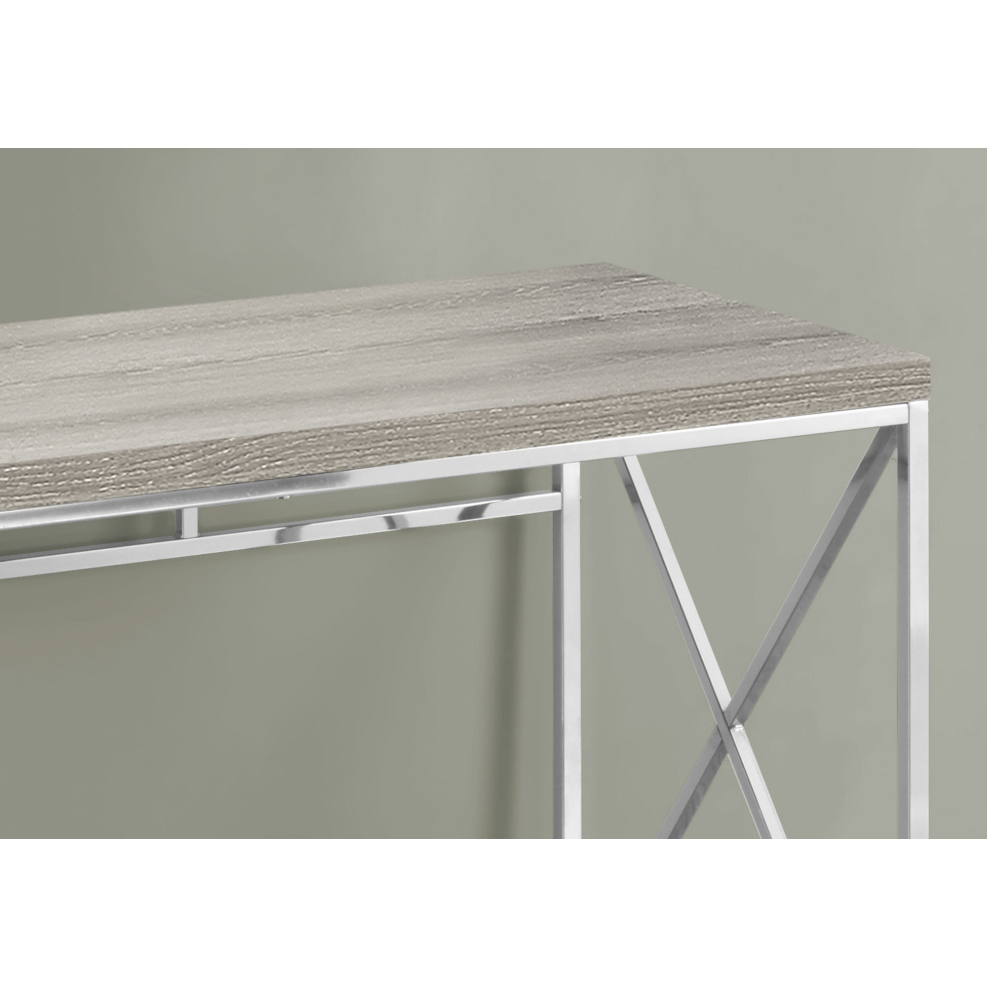 29.75"" Dark Taupe Particle Board And Chrome Metal Computer Desk