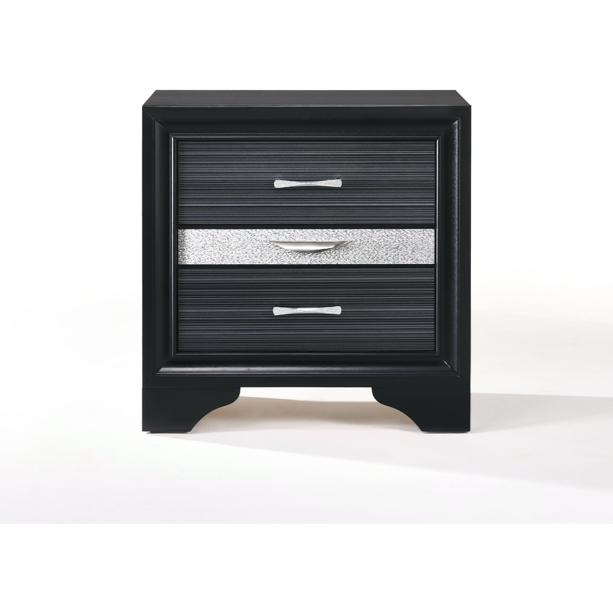 17"" Rectangular Three Drawers Nightstand With Solid Wood Top