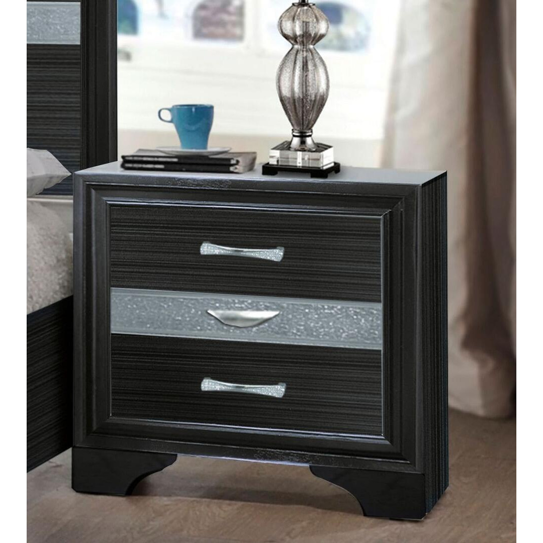 17"" Rectangular Three Drawers Nightstand With Solid Wood Top