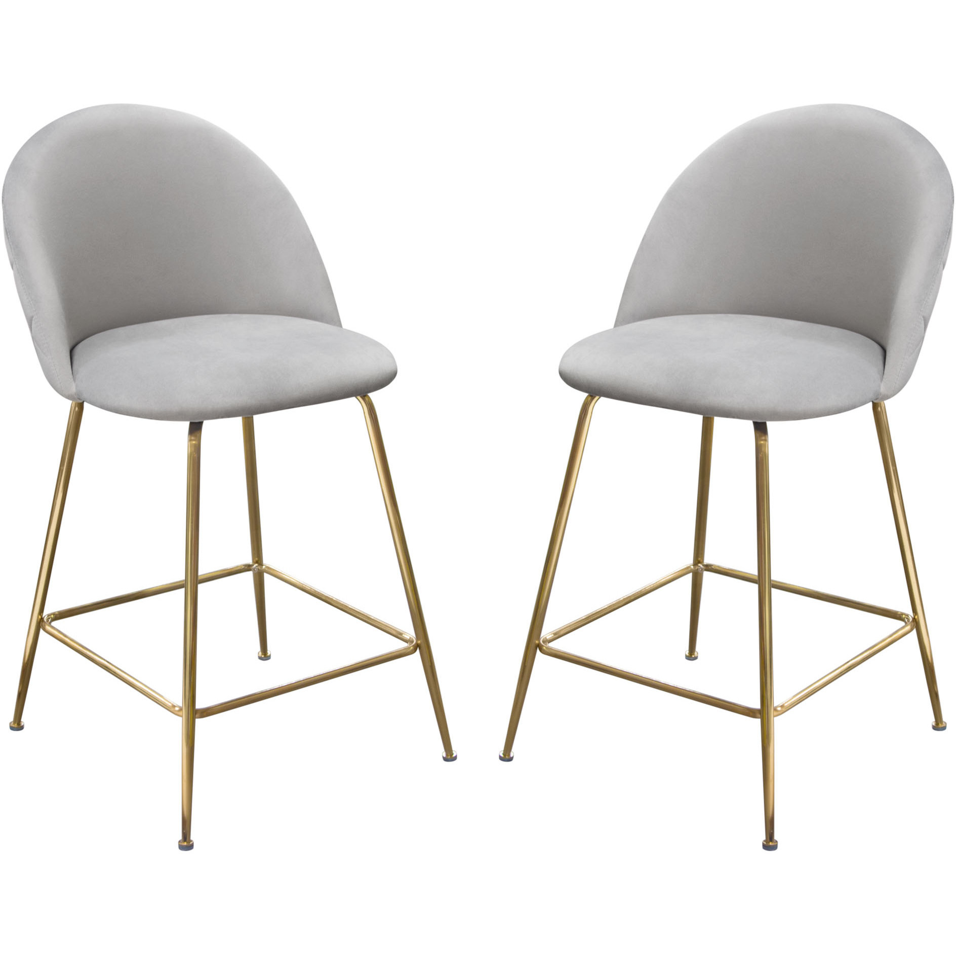 Lilly Set Of (2) Counter Height Chairs In Grey Velvet W/ Brushed Gold Metal Legs By Diamond Sofa