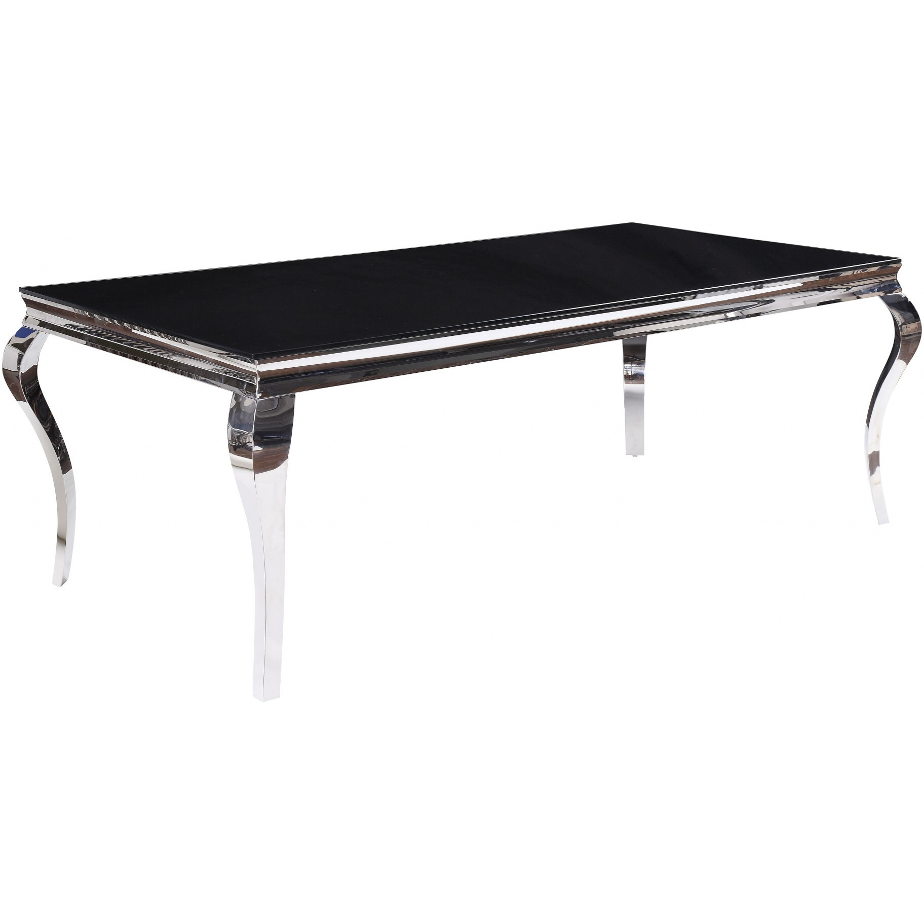 40"" X 80"" X 30"" Stainless Steel Black Glass  Dining Table