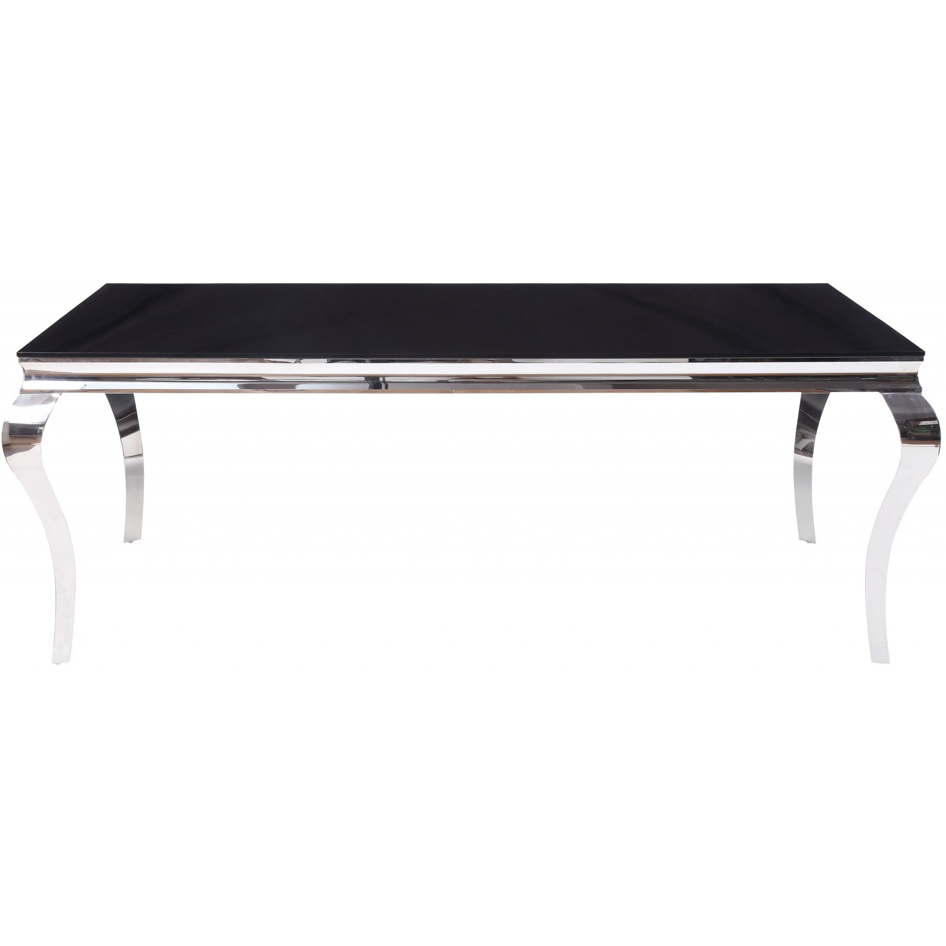 40"" X 80"" X 30"" Stainless Steel Black Glass  Dining Table