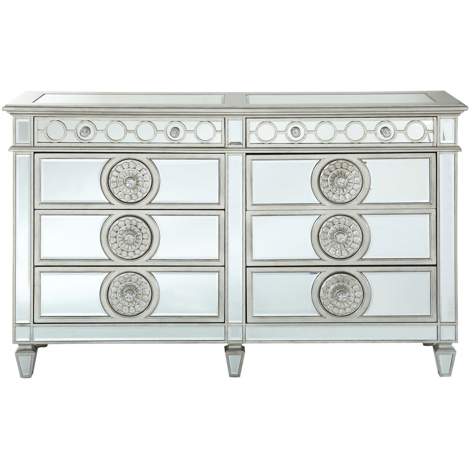 20"" X 68"" X 41"" Mirrored Wood Dresser