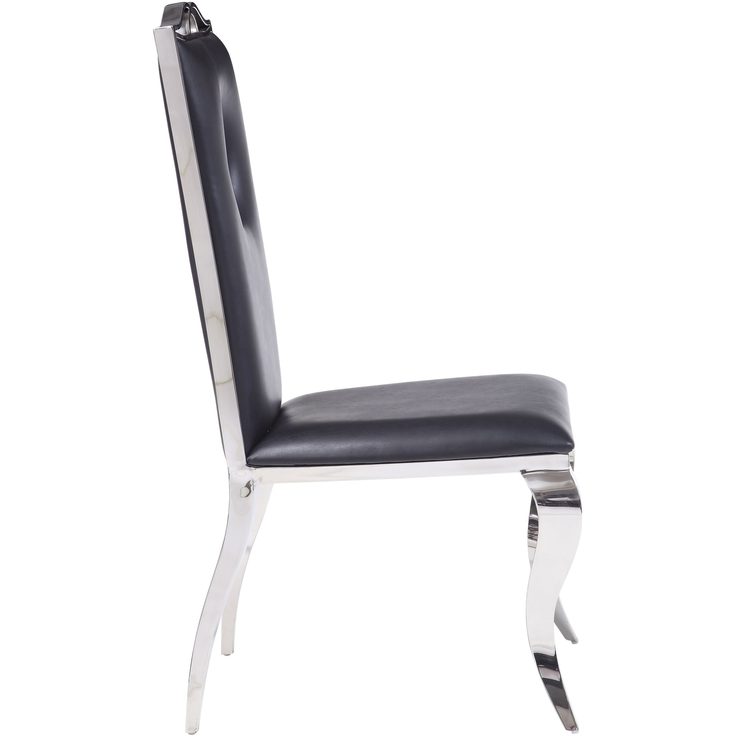 19"" X 21"" X 44"" Faux Leather Stainless Steel Upholstered Seat Side Chair Set2