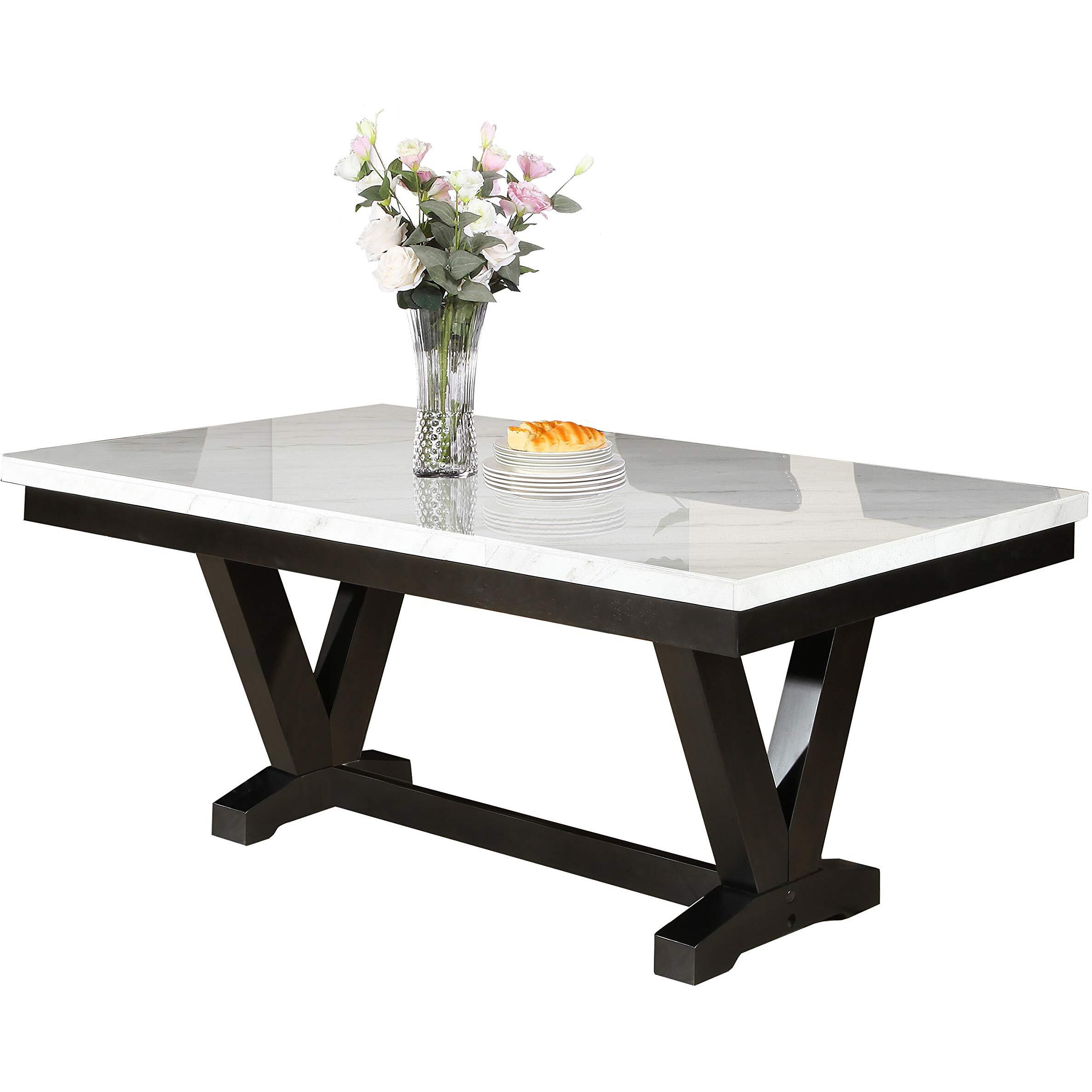 Finley White Marble Top Dining Table