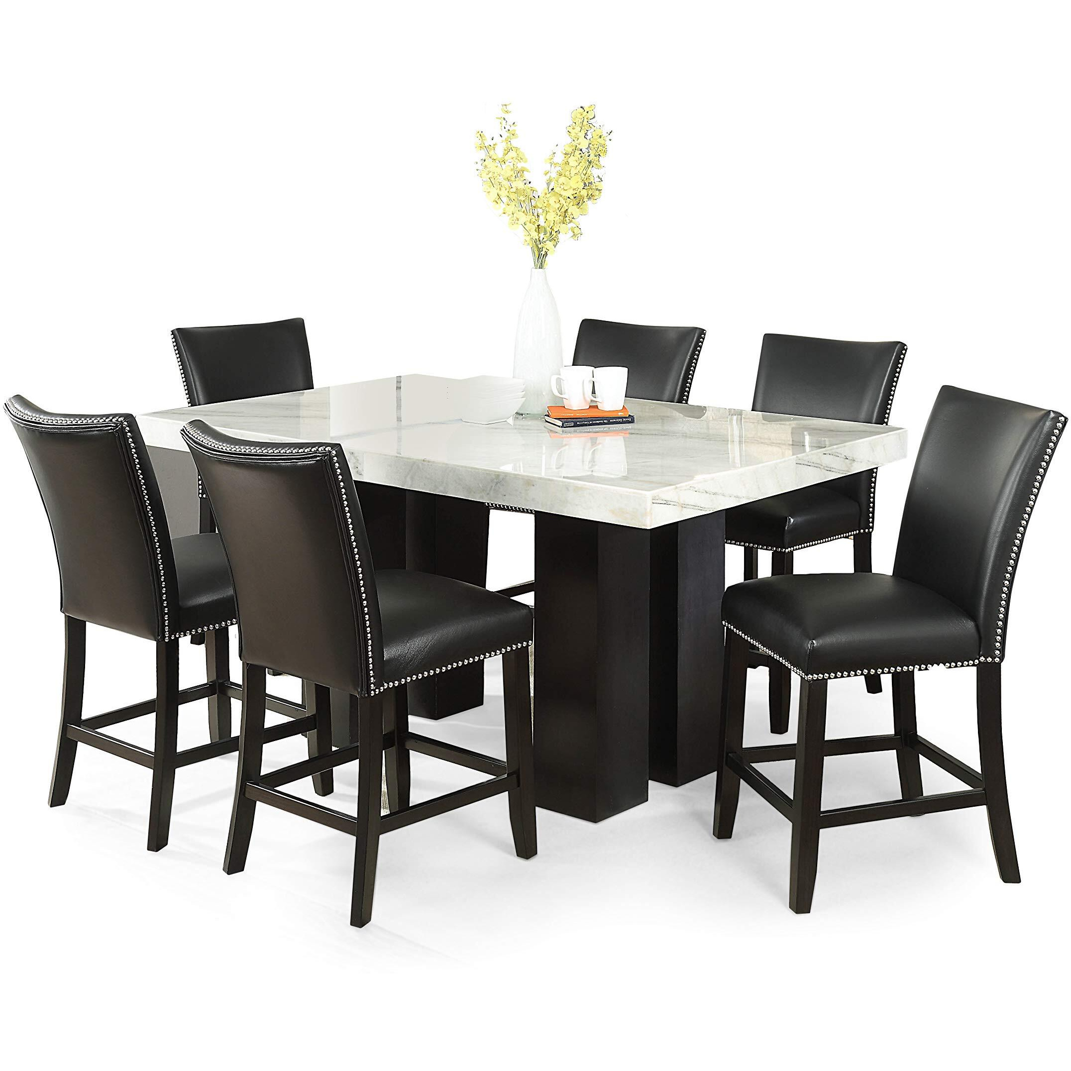Camila Rectangle Counter Height Dining Set 7Pc - Black Counter Chairs