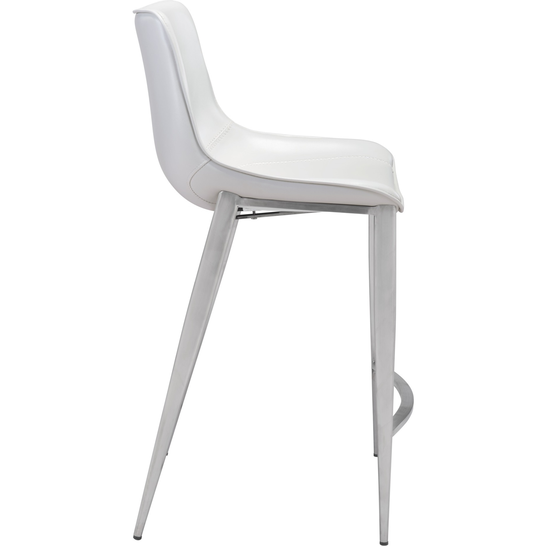 Magnus Counter Stool (Set Of 2) White And Silver