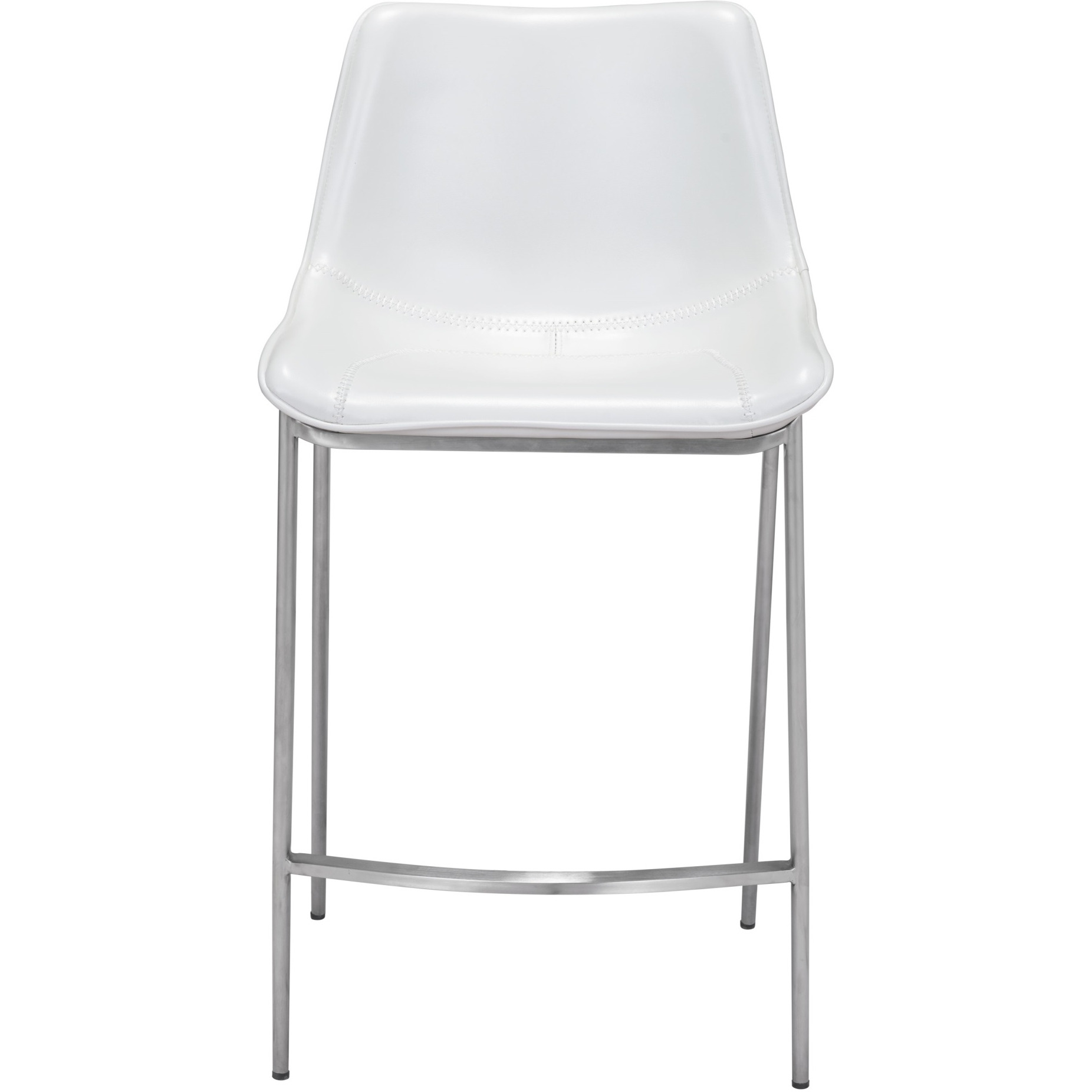 Magnus Counter Stool (Set Of 2) White And Silver