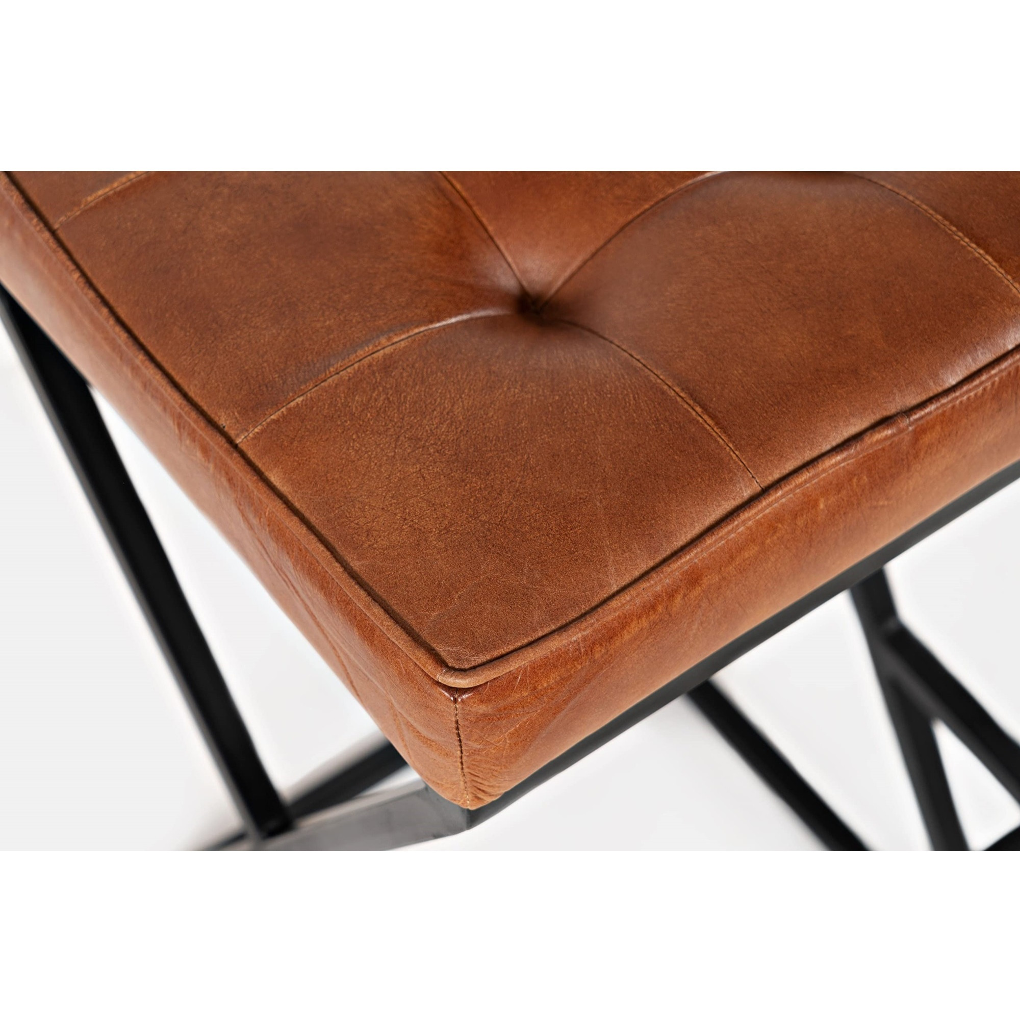 Brooks Distressed Modern Leather Backless Stool