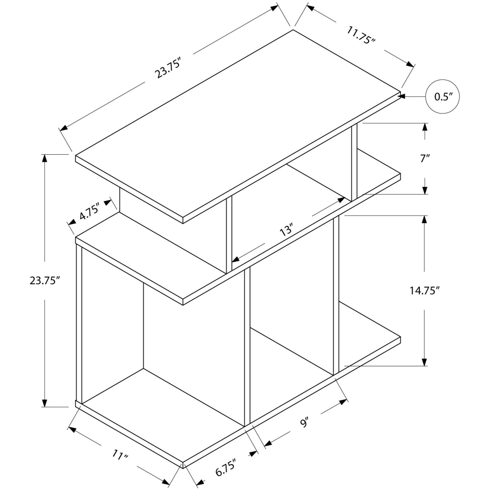 11.75"" X 23.75"" X 23.75"" White Hollow Core Particle Board  Accent Table