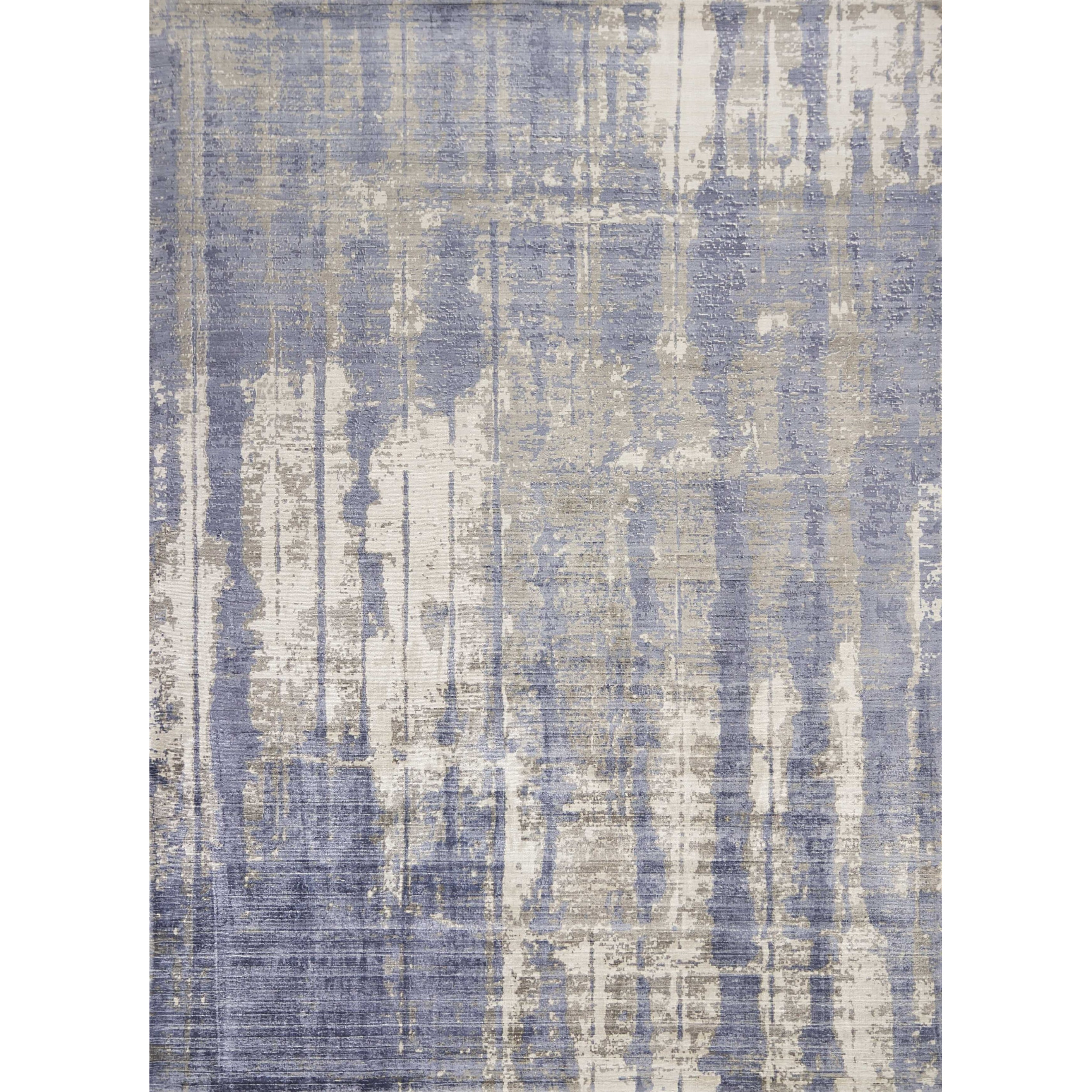 9'X13' Grey Blue Hand Loomed Abstract Brushstroke Indoor Area Rug
