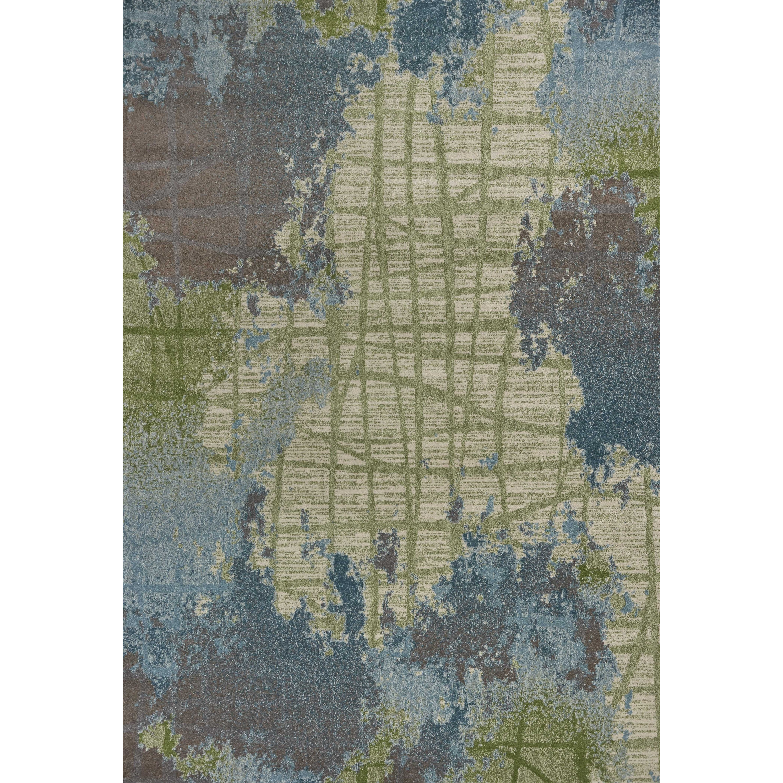 6' X 9' Green Or Blue Abstract Design Indoor Area Rug